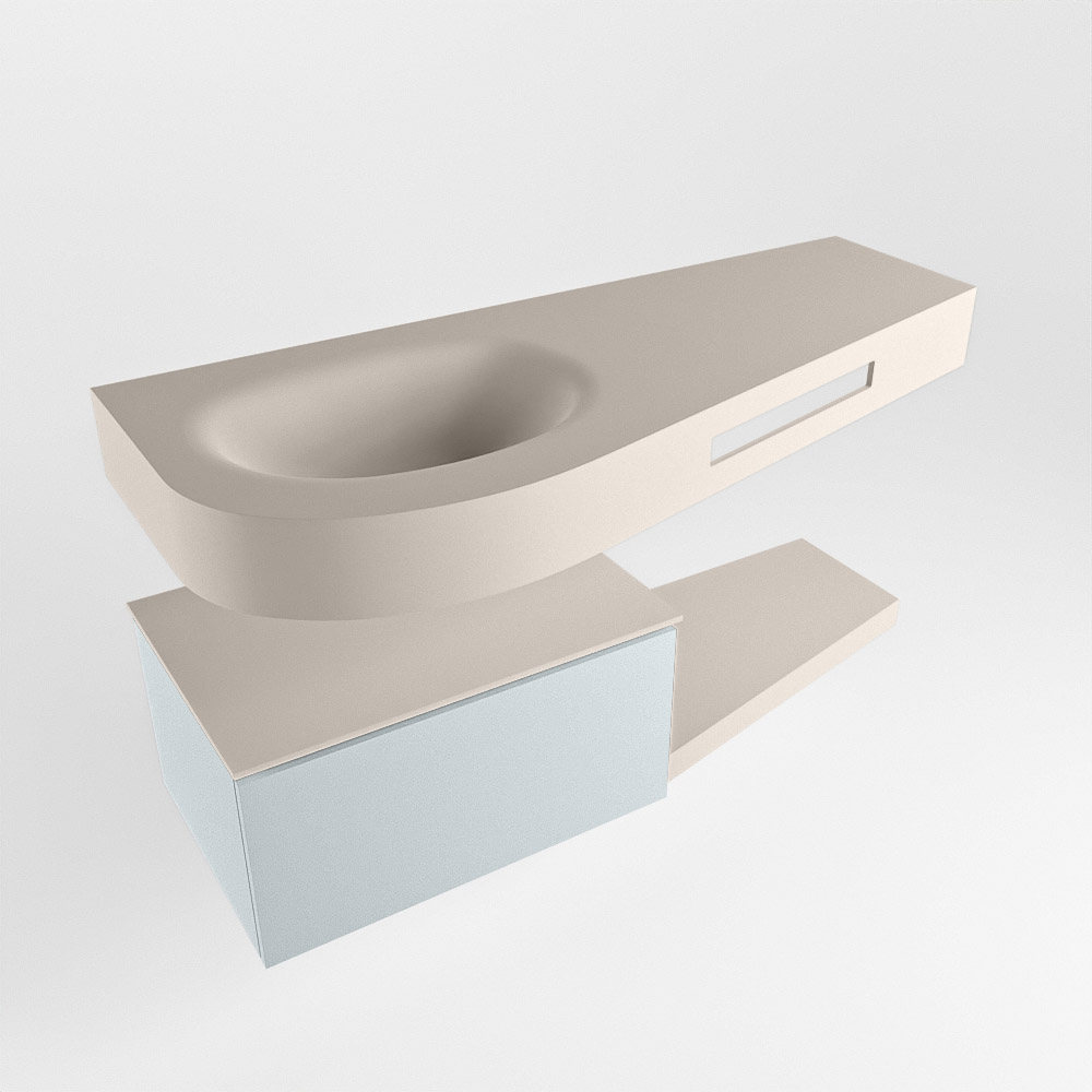 MONDIAZ RIVA 120cm mueble de baño / estante color Clay con 1 cajón. Lavabo DULCET Izquierda sin orificio, color Linen. 4 MONDIAZ RIVA 120cm mueble de baño / estante color Clay con 1 cajón. Lavabo DULCET Izquierda sin orificio, color Linen. - Imagen 4