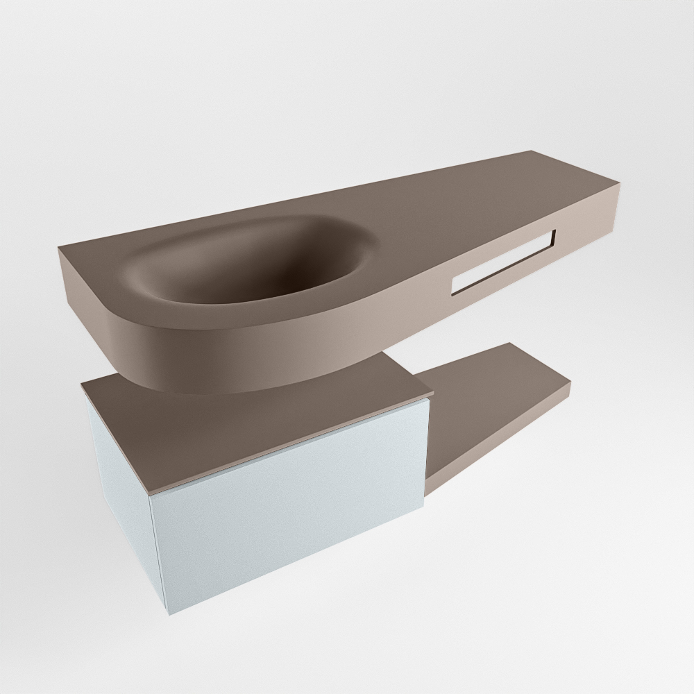 MONDIAZ RIVA 120cm mueble de baño / estante color Clay con 1 cajón. Lavabo DULCET Izquierda sin orificio, color Smoke. 4 MONDIAZ RIVA 120cm mueble de baño / estante color Clay con 1 cajón. Lavabo DULCET Izquierda sin orificio, color Smoke. - Imagen 4