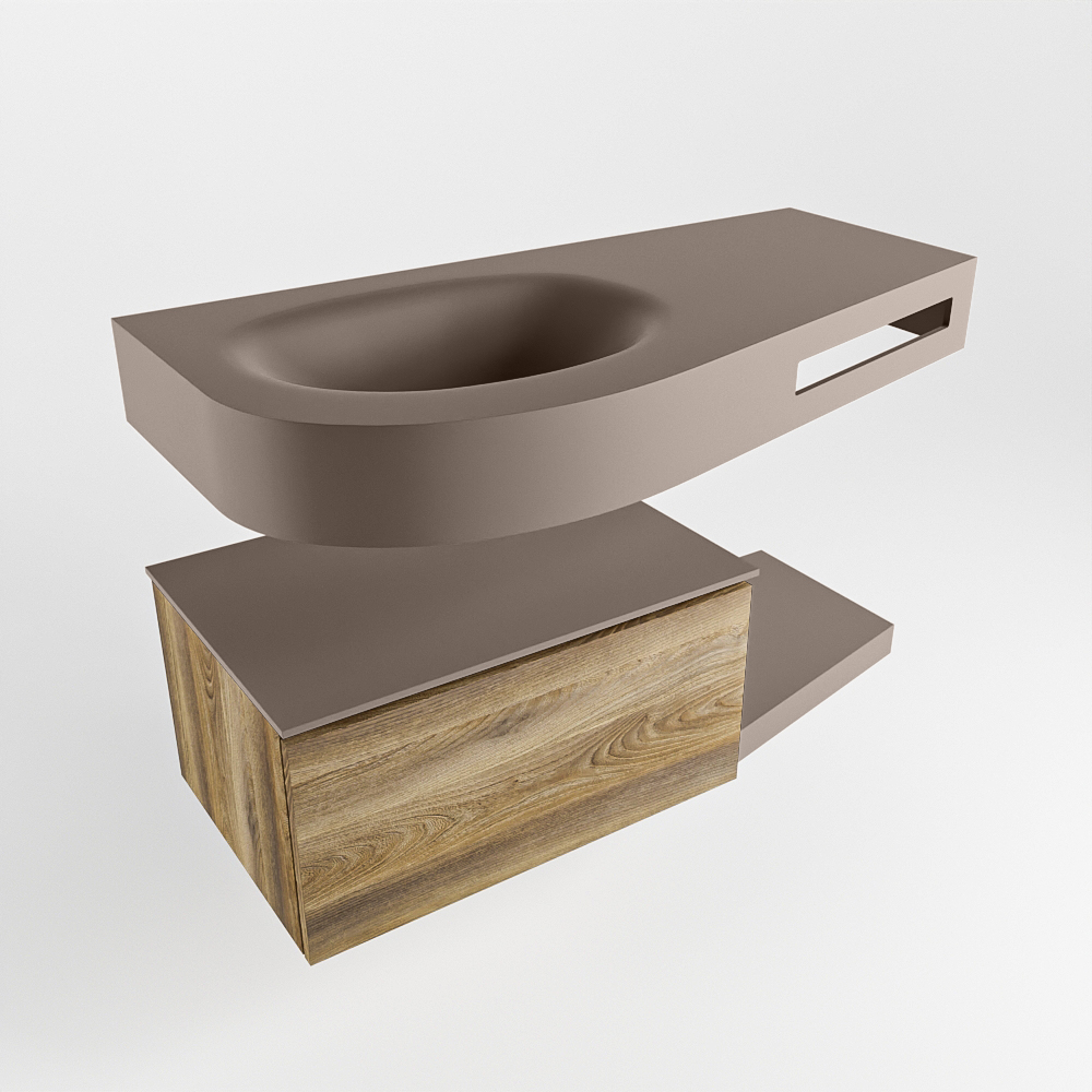 MONDIAZ RIVA 100cm mueble de baño / estante color Dark Brown Grey con 1 cajón. Lavabo DULCET Izquierda 1 orificio, color Smoke. 4 MONDIAZ RIVA 100cm mueble de baño / estante color Dark Brown Grey con 1 cajón. Lavabo DULCET Izquierda 1 orificio, color Smoke. - Imagen 4