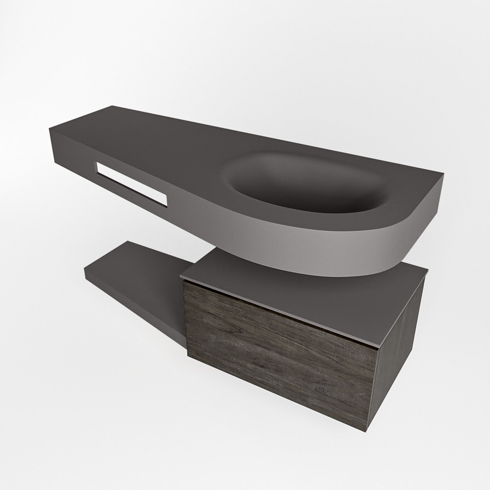 MONDIAZ RIVA 120cm mueble de baño / estante color Dark Brown con 1 cajón. Lavabo DULCET Derecho sin orificio, color Dark Grey. 4 MONDIAZ RIVA 120cm mueble de baño / estante color Dark Brown con 1 cajón. Lavabo DULCET Derecho sin orificio, color Dark Grey. - Imagen 4