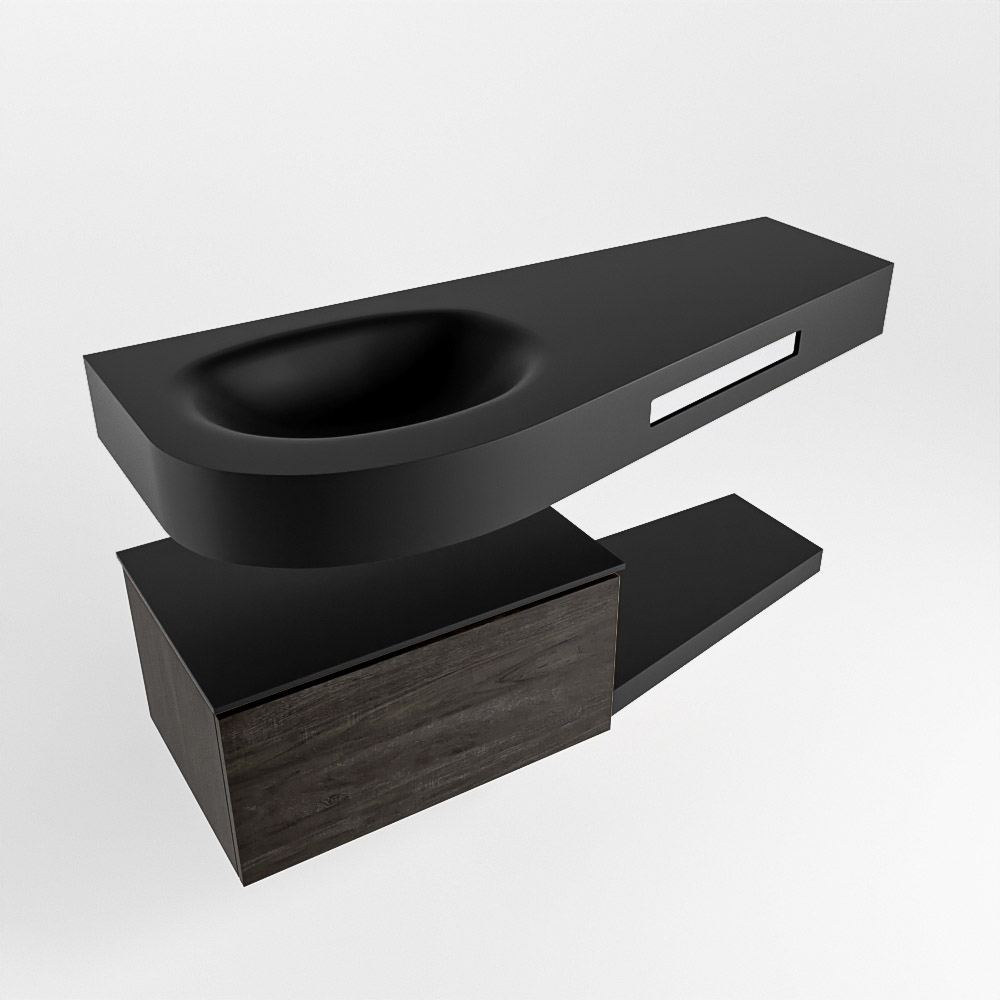 MONDIAZ RIVA 120cm mueble de baño / estante color Dark Brown con 1 cajón. Lavabo DULCET Izquierda sin orificio, color Urban. 4 MONDIAZ RIVA 120cm mueble de baño / estante color Dark Brown con 1 cajón. Lavabo DULCET Izquierda sin orificio, color Urban. - Imagen 4