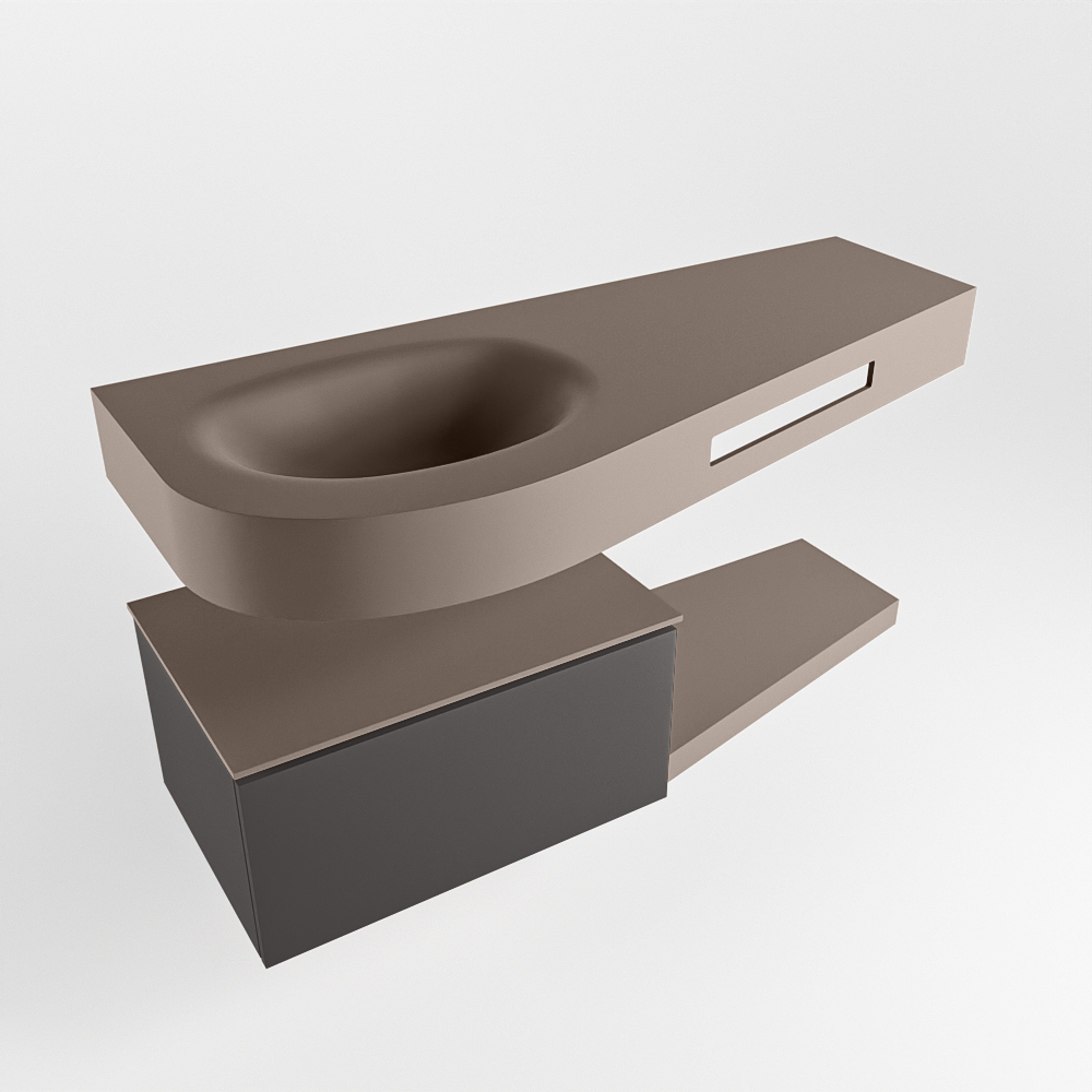 MONDIAZ RIVA 120cm mueble de baño / estante color Dark Grey con 1 cajón. Lavabo DULCET Izquierda sin orificio, color Smoke. - Imagen 4