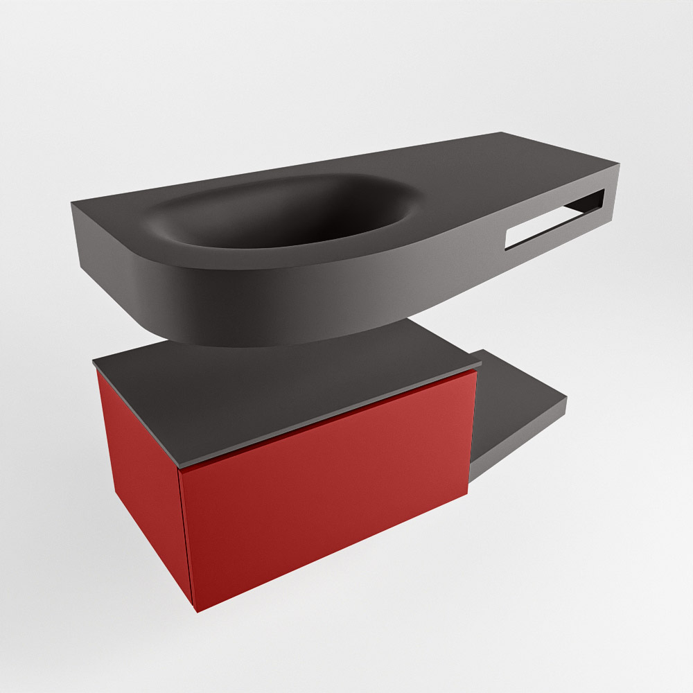 MONDIAZ RIVA 100cm mueble de baño / estante color Fire con 1 cajón. Lavabo DULCET Izquierda sin orificio, color Dark Grey. 4 MONDIAZ RIVA 100cm mueble de baño / estante color Fire con 1 cajón. Lavabo DULCET Izquierda sin orificio, color Dark Grey. - Imagen 4
