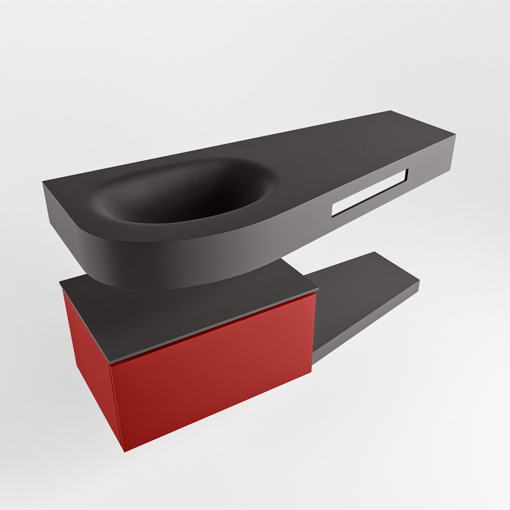 MONDIAZ RIVA 120cm mueble de baño / estante color Fire con 1 cajón. Lavabo DULCET Izquierda sin orificio, color Dark Grey. 4 MONDIAZ RIVA 120cm mueble de baño / estante color Fire con 1 cajón. Lavabo DULCET Izquierda sin orificio, color Dark Grey. - Imagen 4