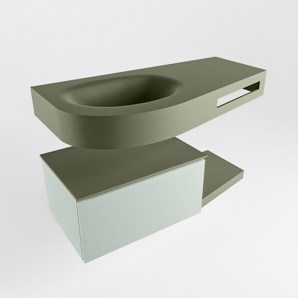MONDIAZ RIVA 100cm mueble de baño / estante color Greey con 1 cajón. Lavabo DULCET Izquierda 1 orificio, color Army. 4 MONDIAZ RIVA 100cm mueble de baño / estante color Greey con 1 cajón. Lavabo DULCET Izquierda 1 orificio, color Army. - Imagen 4