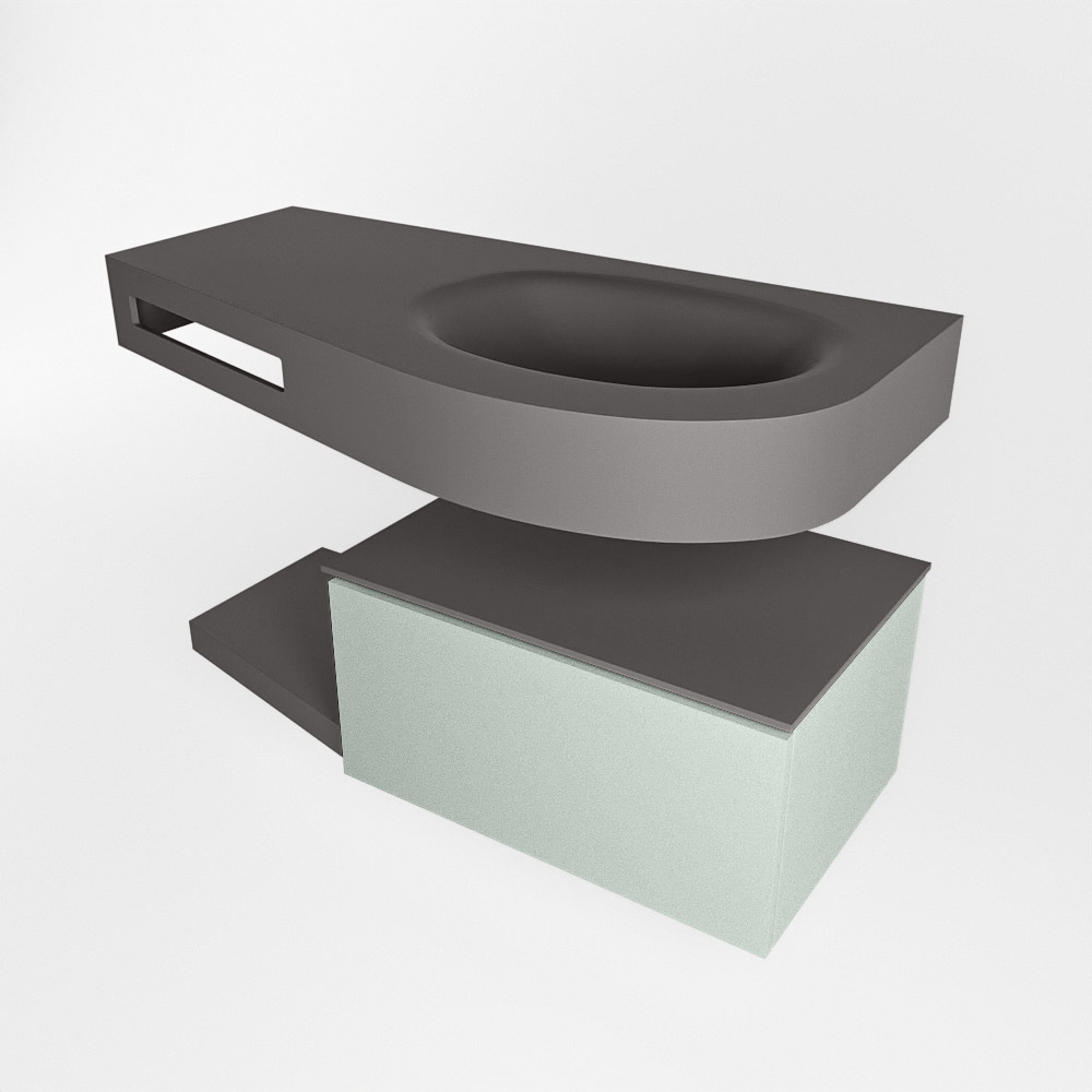 MONDIAZ RIVA 100cm mueble de baño / estante color Greey con 1 cajón. Lavabo DULCET Derecho 1 orificio, color Dark Grey. - Imagen 4