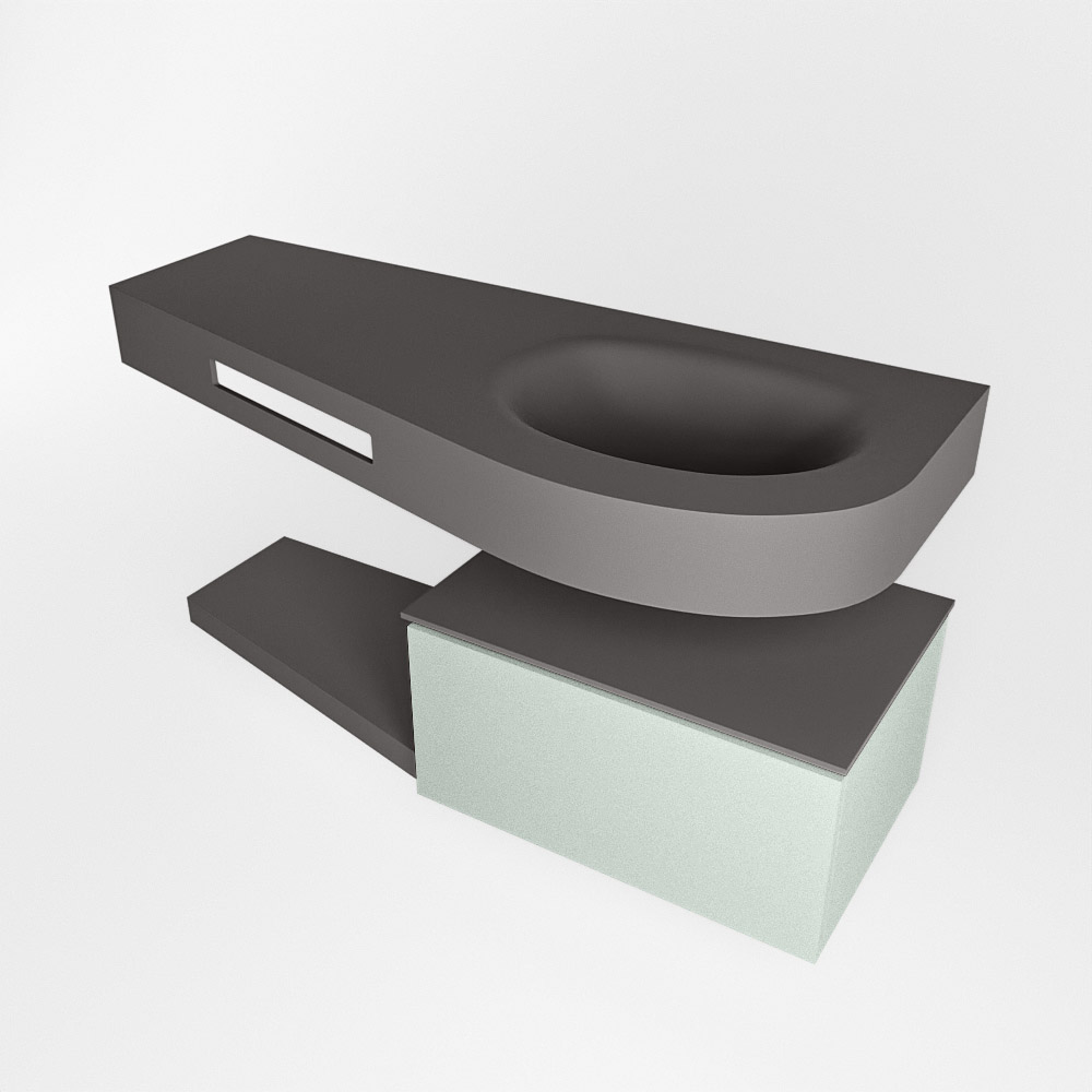 MONDIAZ RIVA 120cm mueble de baño / estante color Greey con 1 cajón. Lavabo DULCET Derecho sin orificio, color Dark Grey. - Imagen 4