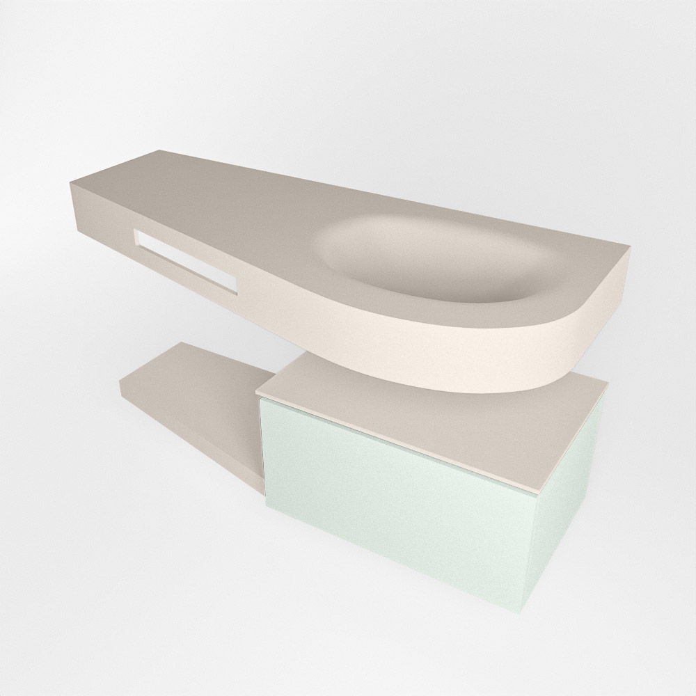 MONDIAZ RIVA 120cm mueble de baño / estante color Greey con 1 cajón. Lavabo DULCET Derecho sin orificio, color Linen. 4 MONDIAZ RIVA 120cm mueble de baño / estante color Greey con 1 cajón. Lavabo DULCET Derecho sin orificio, color Linen. - Imagen 4