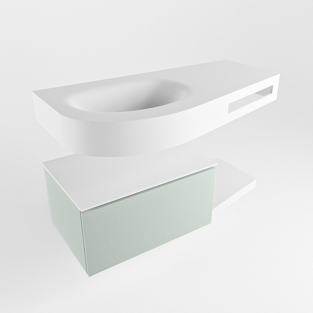 MONDIAZ RIVA 100cm mueble de baño / estante color Greey con 1 cajón. Lavabo DULCET Izquierda sin orificio, color Talc. 4 MONDIAZ RIVA 100cm mueble de baño / estante color Greey con 1 cajón. Lavabo DULCET Izquierda sin orificio, color Talc. - Imagen 4