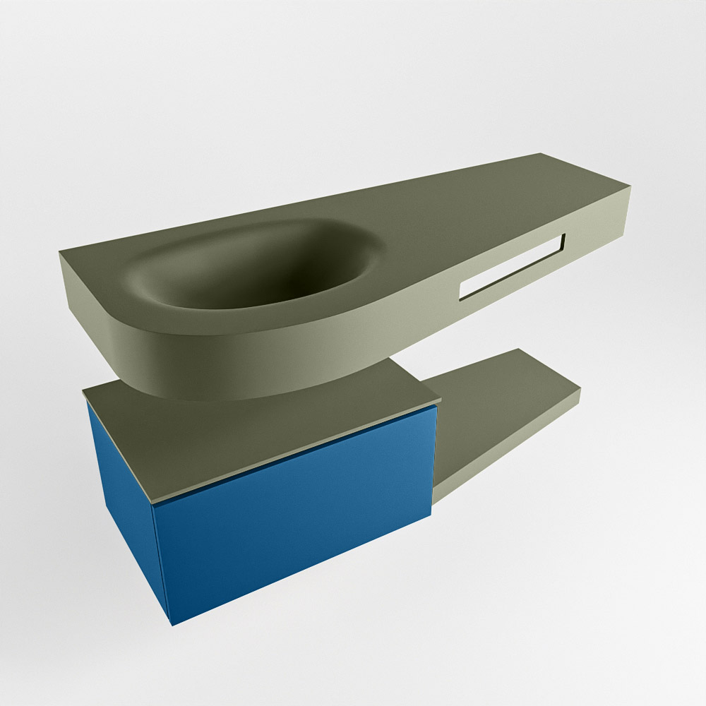MONDIAZ RIVA 120cm mueble de baño / estante color Jeans con 1 cajón. Lavabo DULCET Izquierda 1 orificio, color Army. 4 MONDIAZ RIVA 120cm mueble de baño / estante color Jeans con 1 cajón. Lavabo DULCET Izquierda 1 orificio, color Army. - Imagen 4