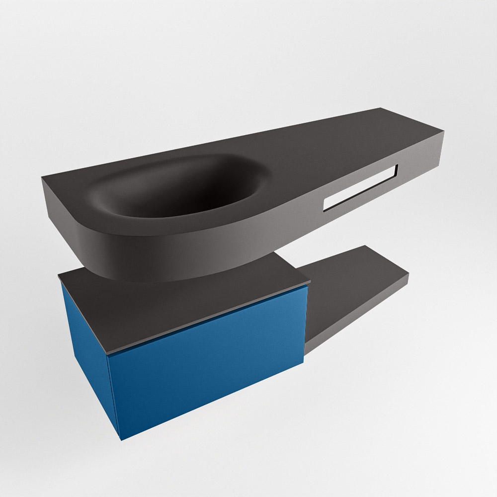 MONDIAZ RIVA 120cm mueble de baño / estante color Jeans con 1 cajón. Lavabo DULCET Izquierda sin orificio, color Dark Grey. 4 MONDIAZ RIVA 120cm mueble de baño / estante color Jeans con 1 cajón. Lavabo DULCET Izquierda sin orificio, color Dark Grey. - Imagen 4