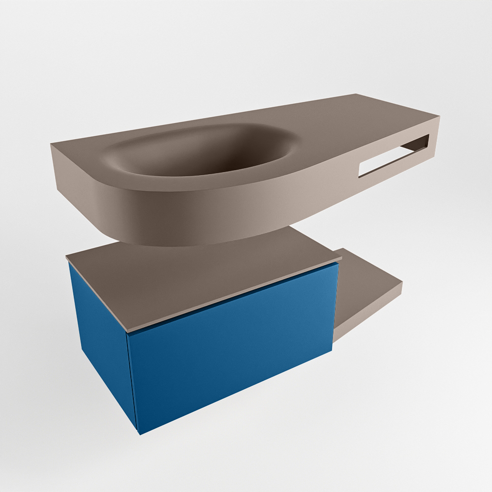 MONDIAZ RIVA 100cm mueble de baño / estante color Jeans con 1 cajón. Lavabo DULCET Izquierda 1 orificio, color Smoke. 4 MONDIAZ RIVA 100cm mueble de baño / estante color Jeans con 1 cajón. Lavabo DULCET Izquierda 1 orificio, color Smoke. - Imagen 4
