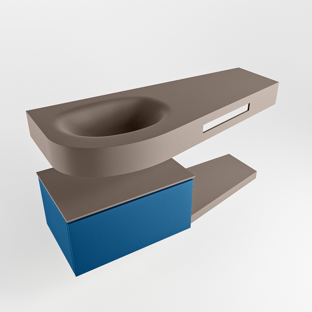 MONDIAZ RIVA 120cm mueble de baño / estante color Jeans con 1 cajón. Lavabo DULCET Izquierda 1 orificio, color Smoke. 4 MONDIAZ RIVA 120cm mueble de baño / estante color Jeans con 1 cajón. Lavabo DULCET Izquierda 1 orificio, color Smoke. - Imagen 4