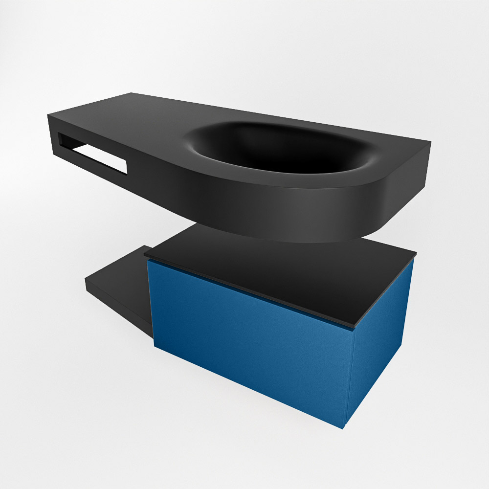 MONDIAZ RIVA 100cm mueble de baño / estante color Jeans con 1 cajón. Lavabo DULCET Derecho 1 orificio, color Urban. 4 MONDIAZ RIVA 100cm mueble de baño / estante color Jeans con 1 cajón. Lavabo DULCET Derecho 1 orificio, color Urban. - Imagen 4