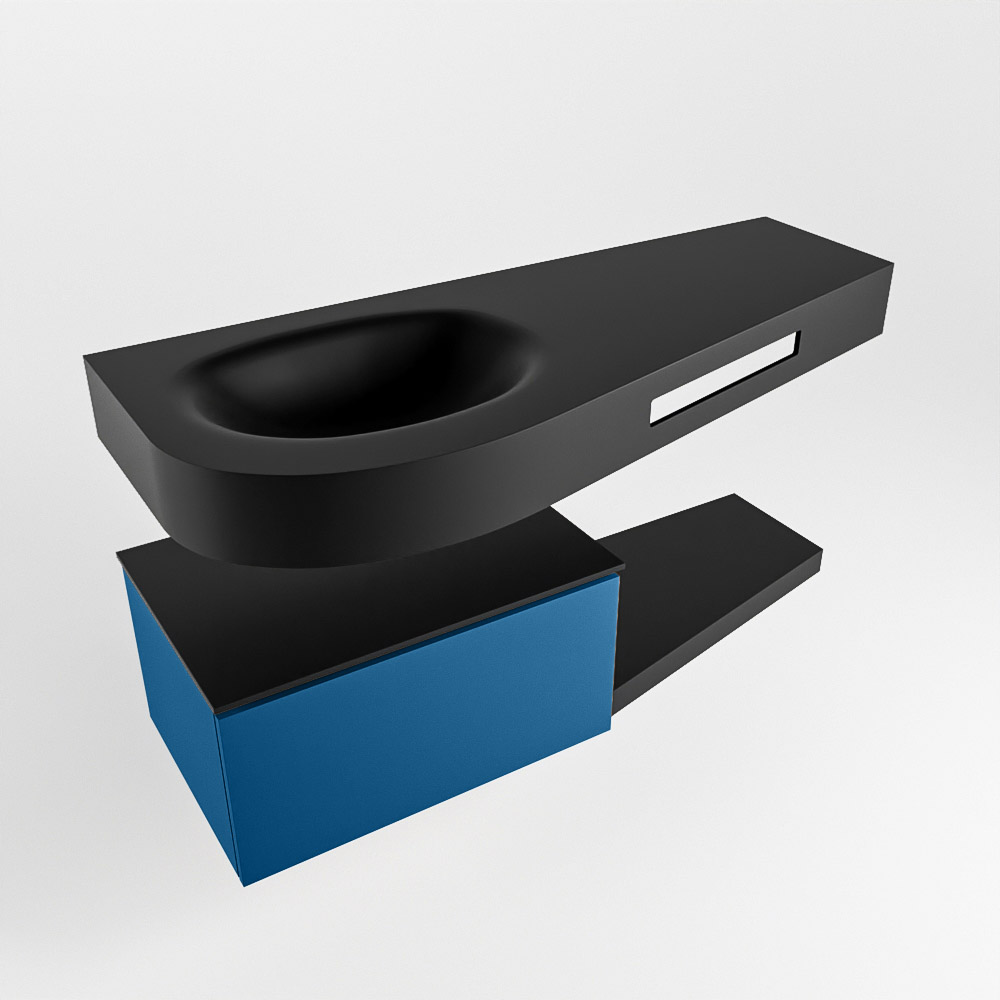 MONDIAZ RIVA 120cm mueble de baño / estante color Jeans con 1 cajón. Lavabo DULCET Izquierda 1 orificio, color Urban. 4 MONDIAZ RIVA 120cm mueble de baño / estante color Jeans con 1 cajón. Lavabo DULCET Izquierda 1 orificio, color Urban. - Imagen 4