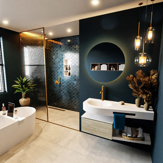 MONDIAZ RIVA 120cm mueble de baño / estante color Light Brown Grey con 1 cajón. Lavabo DULCET Izquierda 1 orificio