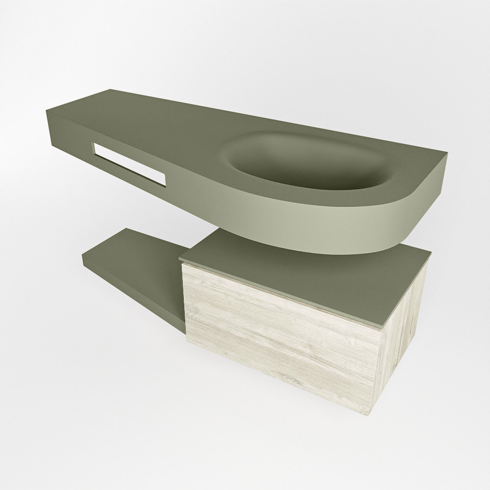 MONDIAZ RIVA 120cm mueble de baño / estante color Light Brown Grey con 1 cajón. Lavabo DULCET Derecho 1 orificio, color Army. 4 MONDIAZ RIVA 120cm mueble de baño / estante color Light Brown Grey con 1 cajón. Lavabo DULCET Derecho 1 orificio, color Army. - Imagen 4