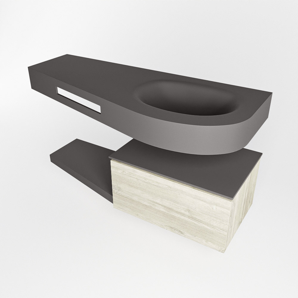 MONDIAZ RIVA 120cm mueble de baño / estante color Light Brown Grey con 1 cajón. Lavabo DULCET Derecho 1 orificio, color Dark Grey. 4 MONDIAZ RIVA 120cm mueble de baño / estante color Light Brown Grey con 1 cajón. Lavabo DULCET Derecho 1 orificio, color Dark Grey. - Imagen 4
