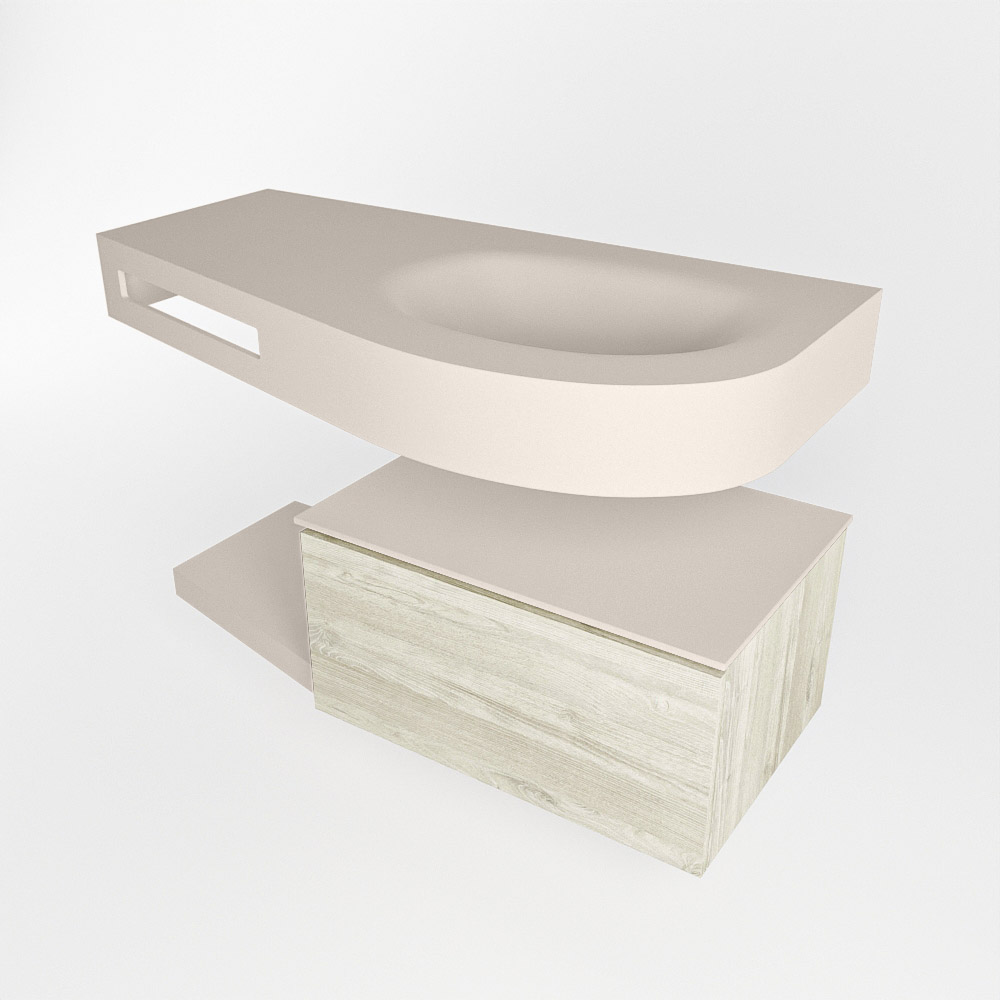MONDIAZ RIVA 100cm mueble de baño / estante color Light Brown Grey con 1 cajón. Lavabo DULCET Derecho sin orificio, color Linen. 4 MONDIAZ RIVA 100cm mueble de baño / estante color Light Brown Grey con 1 cajón. Lavabo DULCET Derecho sin orificio, color Linen. - Imagen 4