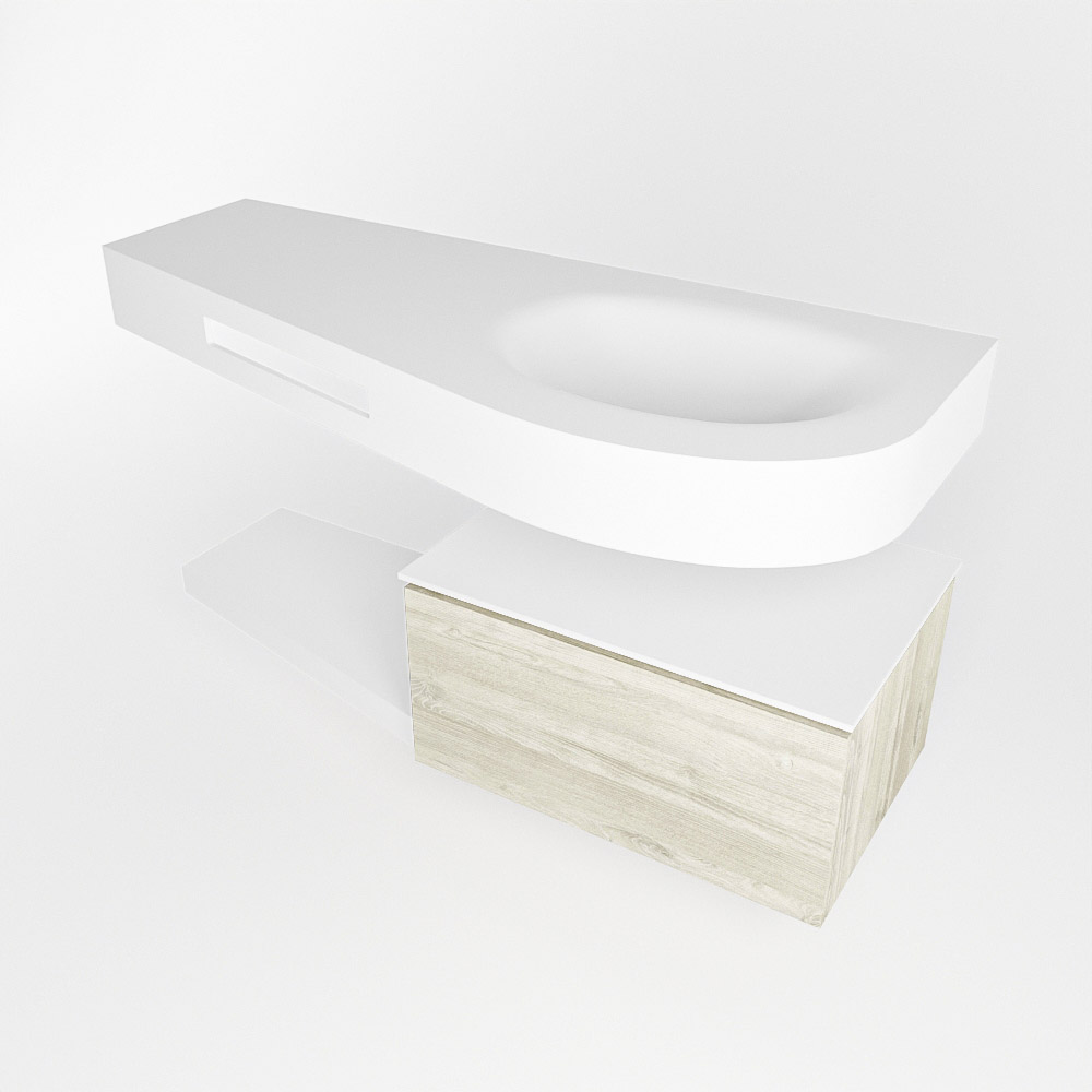 MONDIAZ RIVA 120cm mueble de baño / estante color Light Brown Grey con 1 cajón. Lavabo DULCET Derecho 1 orificio, color Talc. - Imagen 4