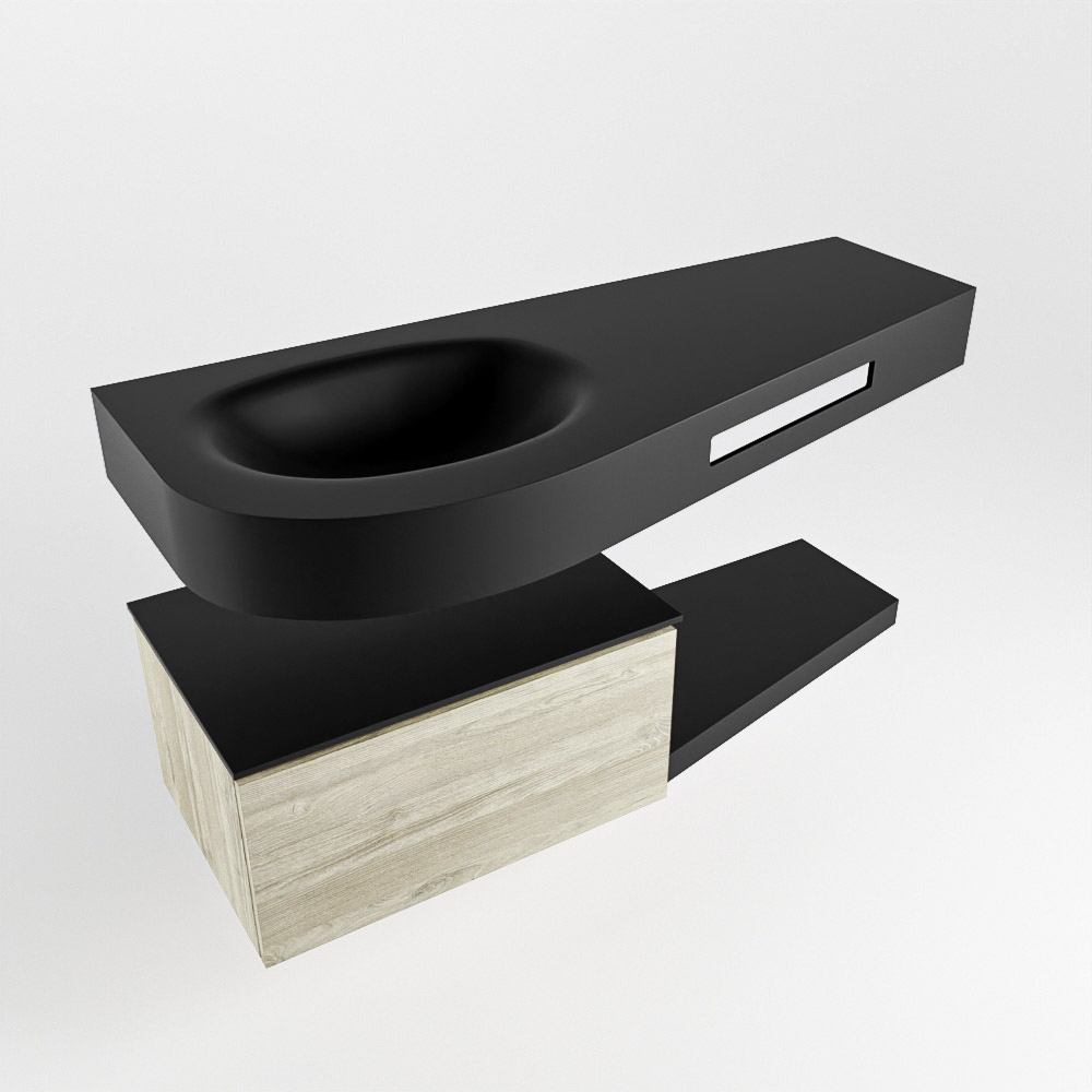 MONDIAZ RIVA 120cm mueble de baño / estante color Light Brown Grey con 1 cajón. Lavabo DULCET Izquierda sin orificio, color Urban. - Imagen 4