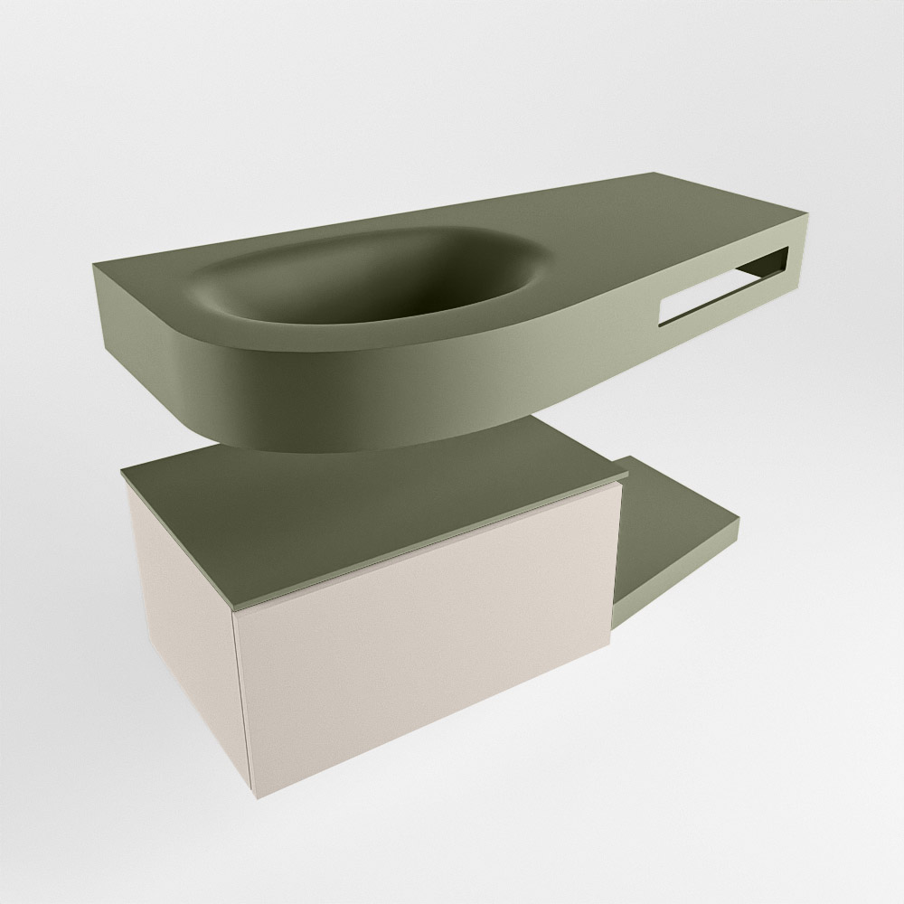 MONDIAZ RIVA 100cm mueble de baño / estante color Linen con 1 cajón. Lavabo DULCET Izquierda 1 orificio, color Army. 4 MONDIAZ RIVA 100cm mueble de baño / estante color Linen con 1 cajón. Lavabo DULCET Izquierda 1 orificio, color Army. - Imagen 4