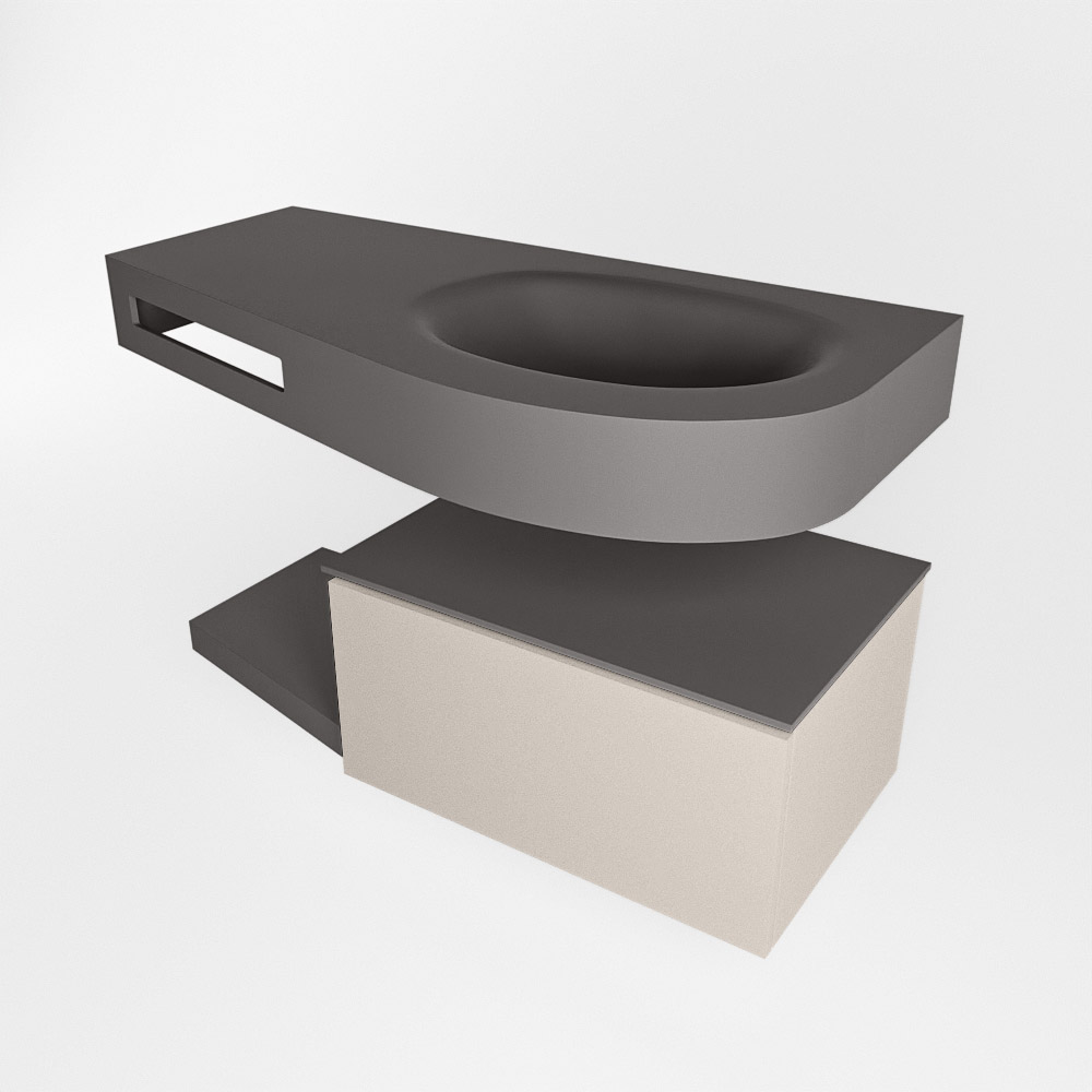 MONDIAZ RIVA 100cm mueble de baño / estante color Linen con 1 cajón. Lavabo DULCET Derecho sin orificio, color Dark Grey. 4 MONDIAZ RIVA 100cm mueble de baño / estante color Linen con 1 cajón. Lavabo DULCET Derecho sin orificio, color Dark Grey. - Imagen 4