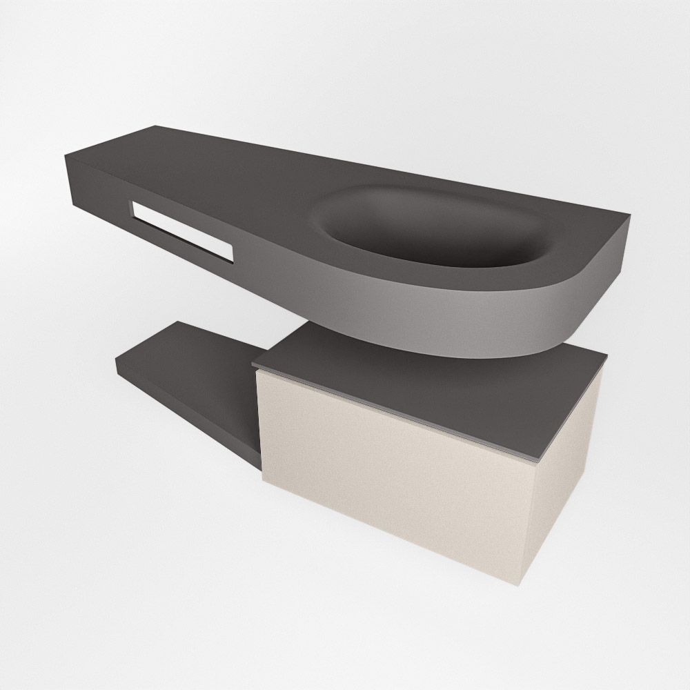 MONDIAZ RIVA 120cm mueble de baño / estante color Linen con 1 cajón. Lavabo DULCET Derecho 1 orificio, color Dark Grey. 4 MONDIAZ RIVA 120cm mueble de baño / estante color Linen con 1 cajón. Lavabo DULCET Derecho 1 orificio, color Dark Grey. - Imagen 4