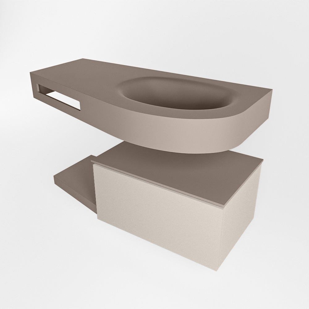 MONDIAZ RIVA 100cm mueble de baño / estante color Linen con 1 cajón. Lavabo DULCET Derecho sin orificio, color Smoke. 4 MONDIAZ RIVA 100cm mueble de baño / estante color Linen con 1 cajón. Lavabo DULCET Derecho sin orificio, color Smoke. - Imagen 4