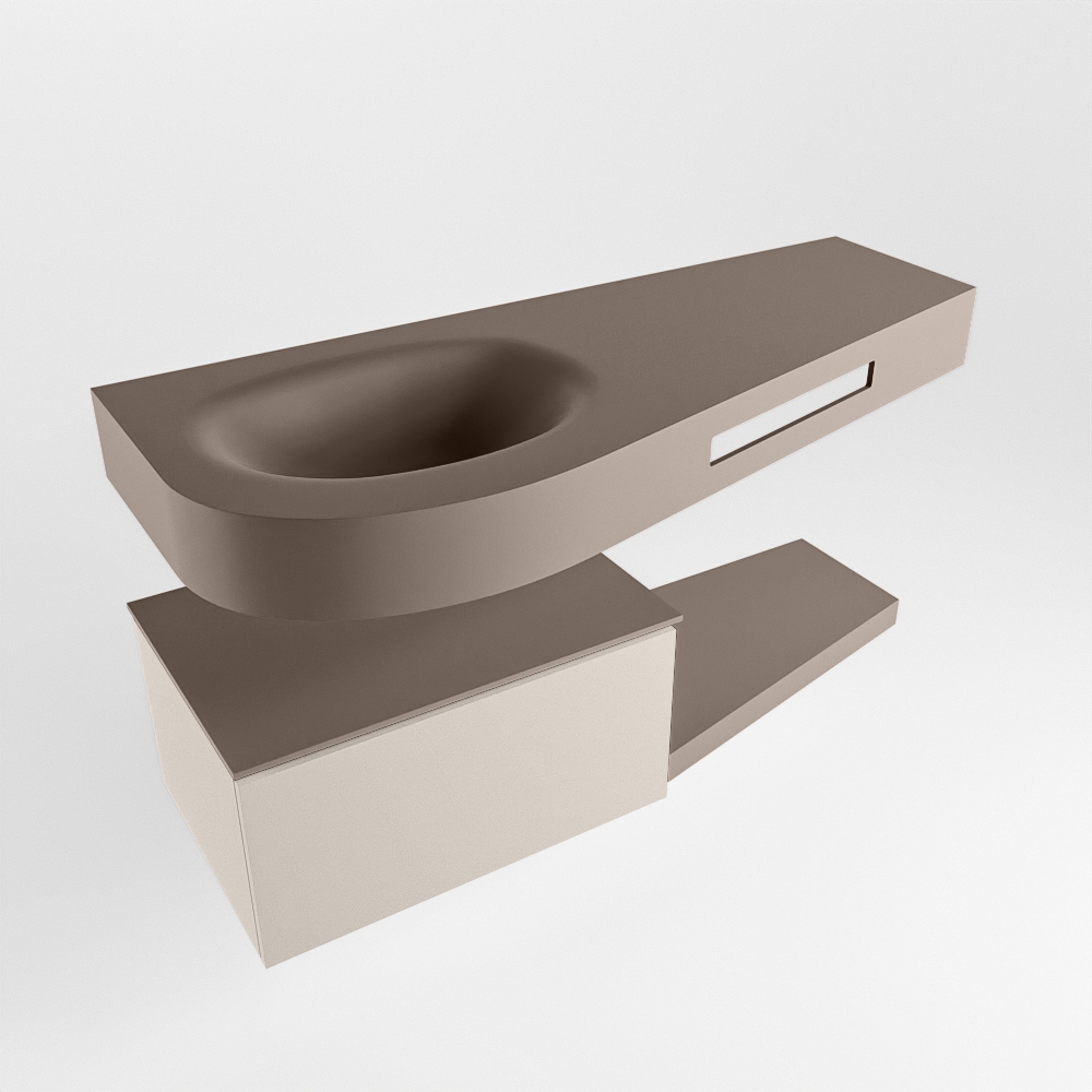 MONDIAZ RIVA 120cm mueble de baño / estante color Linen con 1 cajón. Lavabo DULCET Izquierda sin orificio, color Smoke. 4 MONDIAZ RIVA 120cm mueble de baño / estante color Linen con 1 cajón. Lavabo DULCET Izquierda sin orificio, color Smoke. - Imagen 4
