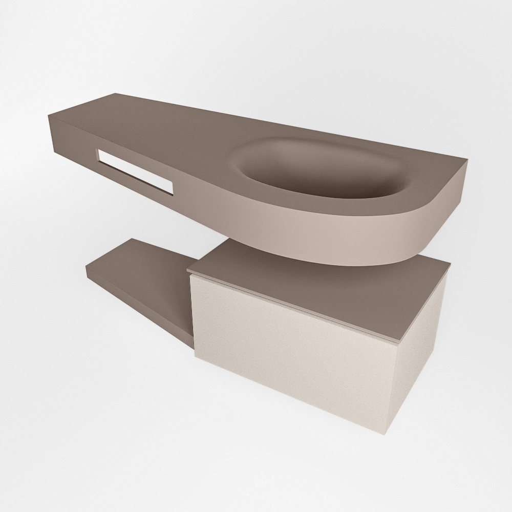 MONDIAZ RIVA 120cm mueble de baño / estante color Linen con 1 cajón. Lavabo DULCET Derecho 1 orificio, color Smoke. 4 MONDIAZ RIVA 120cm mueble de baño / estante color Linen con 1 cajón. Lavabo DULCET Derecho 1 orificio, color Smoke. - Imagen 4