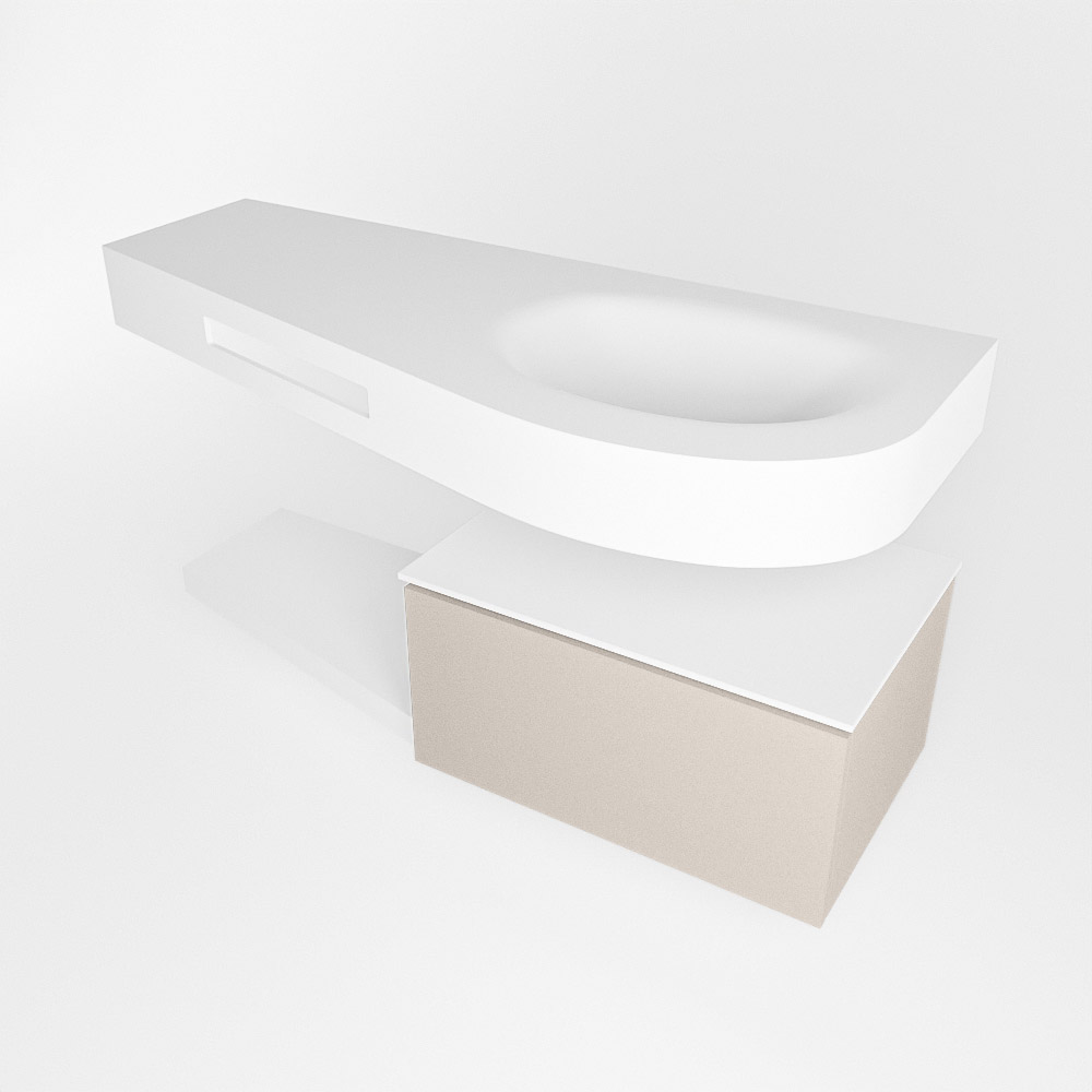 MONDIAZ RIVA 120cm mueble de baño / estante color Linen con 1 cajón. Lavabo DULCET Derecho 1 orificio, color Talc. 4 MONDIAZ RIVA 120cm mueble de baño / estante color Linen con 1 cajón. Lavabo DULCET Derecho 1 orificio, color Talc. - Imagen 4