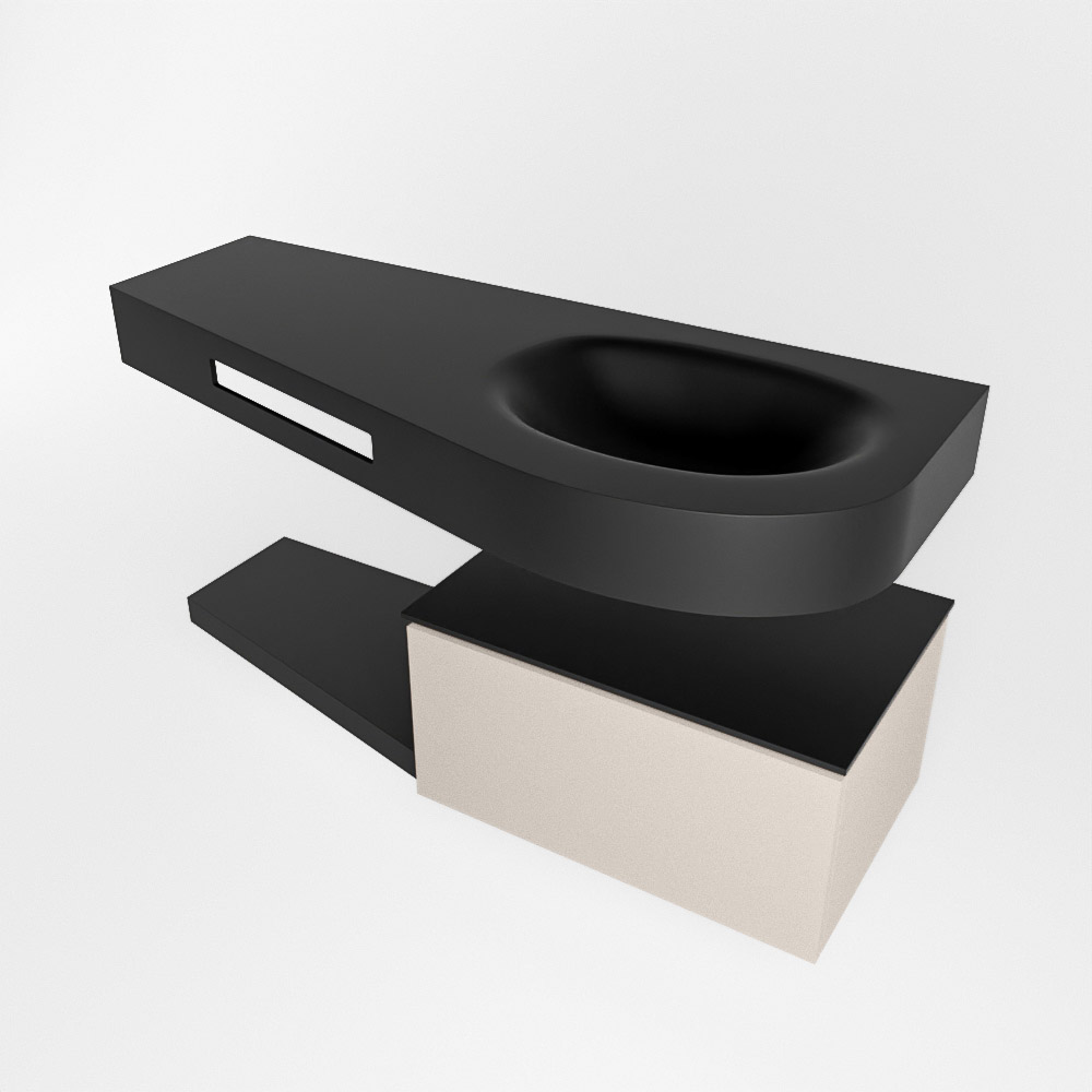 MONDIAZ RIVA 120cm mueble de baño / estante color Linen con 1 cajón. Lavabo DULCET Derecho sin orificio, color Urban. 4 MONDIAZ RIVA 120cm mueble de baño / estante color Linen con 1 cajón. Lavabo DULCET Derecho sin orificio, color Urban. - Imagen 4