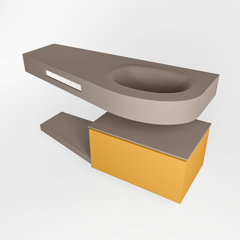 MONDIAZ RIVA 120cm mueble de baño / estante color Ocher con 1 cajón. Lavabo DULCET Derecho 1 orificio, color Smoke. 4 MONDIAZ RIVA 120cm mueble de baño / estante color Ocher con 1 cajón. Lavabo DULCET Derecho 1 orificio, color Smoke. - Imagen 4