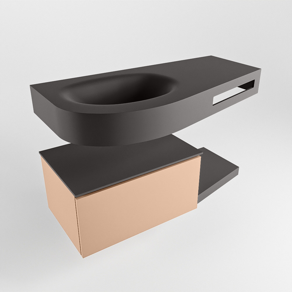 MONDIAZ RIVA 100cm mueble de baño / estante color Rosee con 1 cajón. Lavabo DULCET Izquierda 1 orificio, color Dark Grey. 4 MONDIAZ RIVA 100cm mueble de baño / estante color Rosee con 1 cajón. Lavabo DULCET Izquierda 1 orificio, color Dark Grey. - Imagen 4