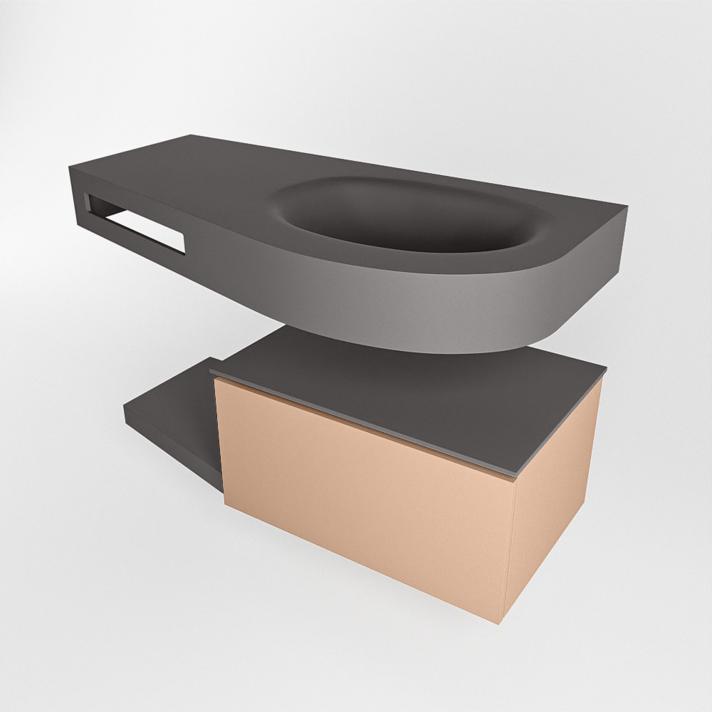 MONDIAZ RIVA 100cm mueble de baño / estante color Rosee con 1 cajón. Lavabo DULCET Derecho 1 orificio, color Dark Grey. 4 MONDIAZ RIVA 100cm mueble de baño / estante color Rosee con 1 cajón. Lavabo DULCET Derecho 1 orificio, color Dark Grey. - Imagen 4