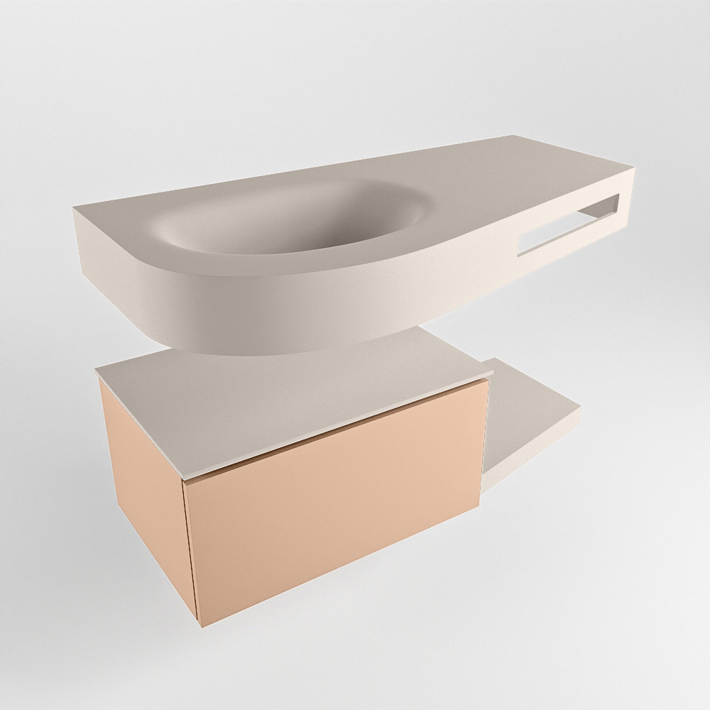 MONDIAZ RIVA 100cm mueble de baño / estante color Rosee con 1 cajón. Lavabo DULCET Izquierda 1 orificio, color Linen. 4 MONDIAZ RIVA 100cm mueble de baño / estante color Rosee con 1 cajón. Lavabo DULCET Izquierda 1 orificio, color Linen. - Imagen 4