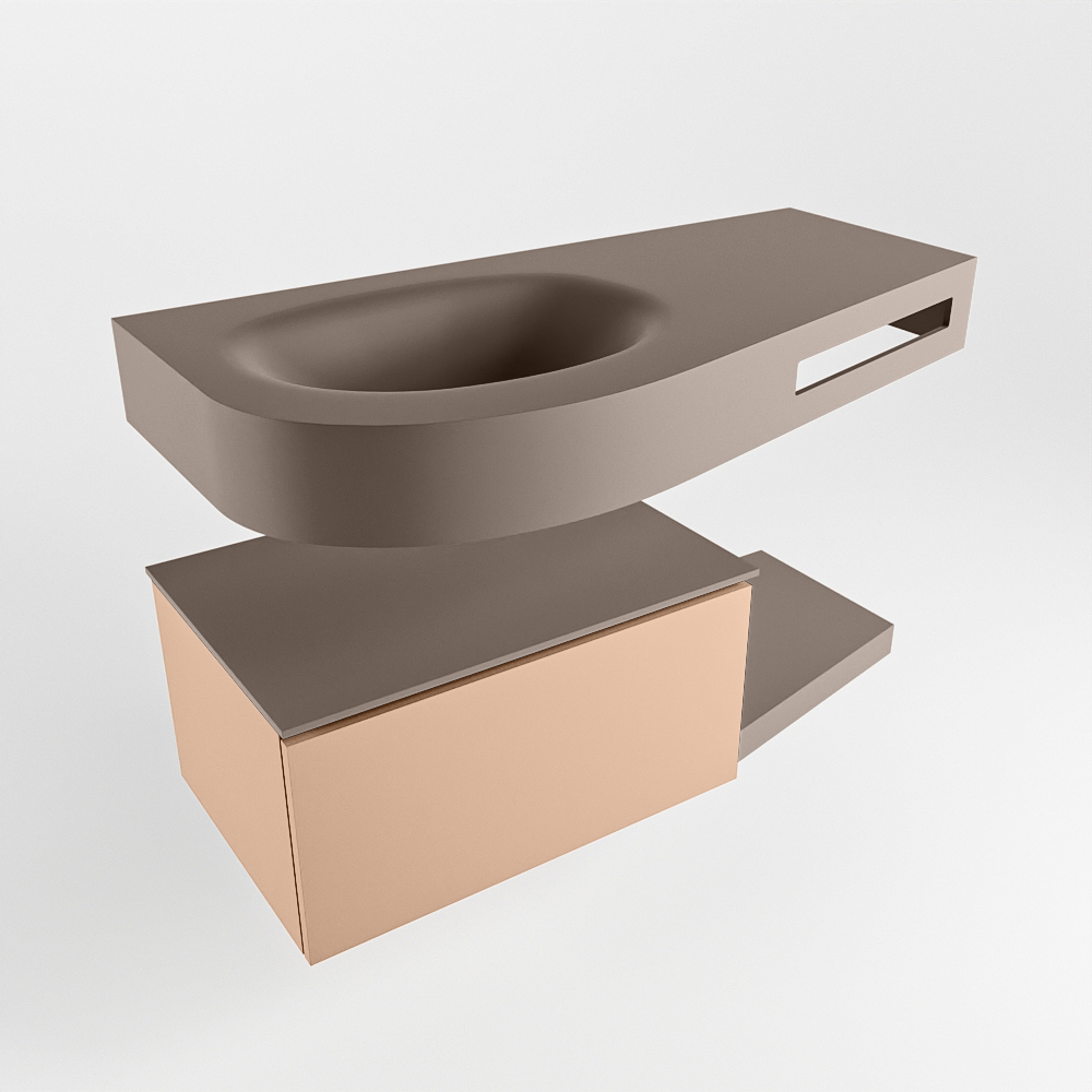 MONDIAZ RIVA 100cm mueble de baño / estante color Rosee con 1 cajón. Lavabo DULCET Izquierda 1 orificio, color Smoke. 4 MONDIAZ RIVA 100cm mueble de baño / estante color Rosee con 1 cajón. Lavabo DULCET Izquierda 1 orificio, color Smoke. - Imagen 4