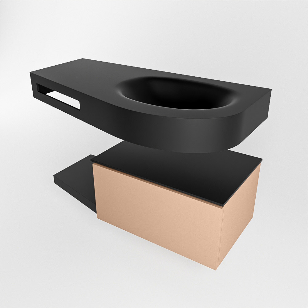 MONDIAZ RIVA 100cm mueble de baño / estante color Rosee con 1 cajón. Lavabo DULCET Derecho sin orificio, color Urban. 4 MONDIAZ RIVA 100cm mueble de baño / estante color Rosee con 1 cajón. Lavabo DULCET Derecho sin orificio, color Urban. - Imagen 4