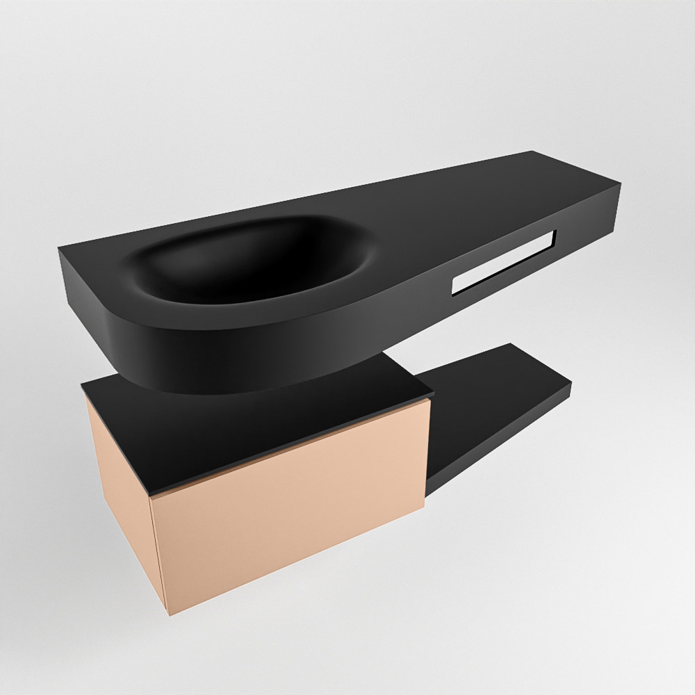 MONDIAZ RIVA 120cm mueble de baño / estante color Rosee con 1 cajón. Lavabo DULCET Izquierda sin orificio, color Urban. 4 MONDIAZ RIVA 120cm mueble de baño / estante color Rosee con 1 cajón. Lavabo DULCET Izquierda sin orificio, color Urban. - Imagen 4