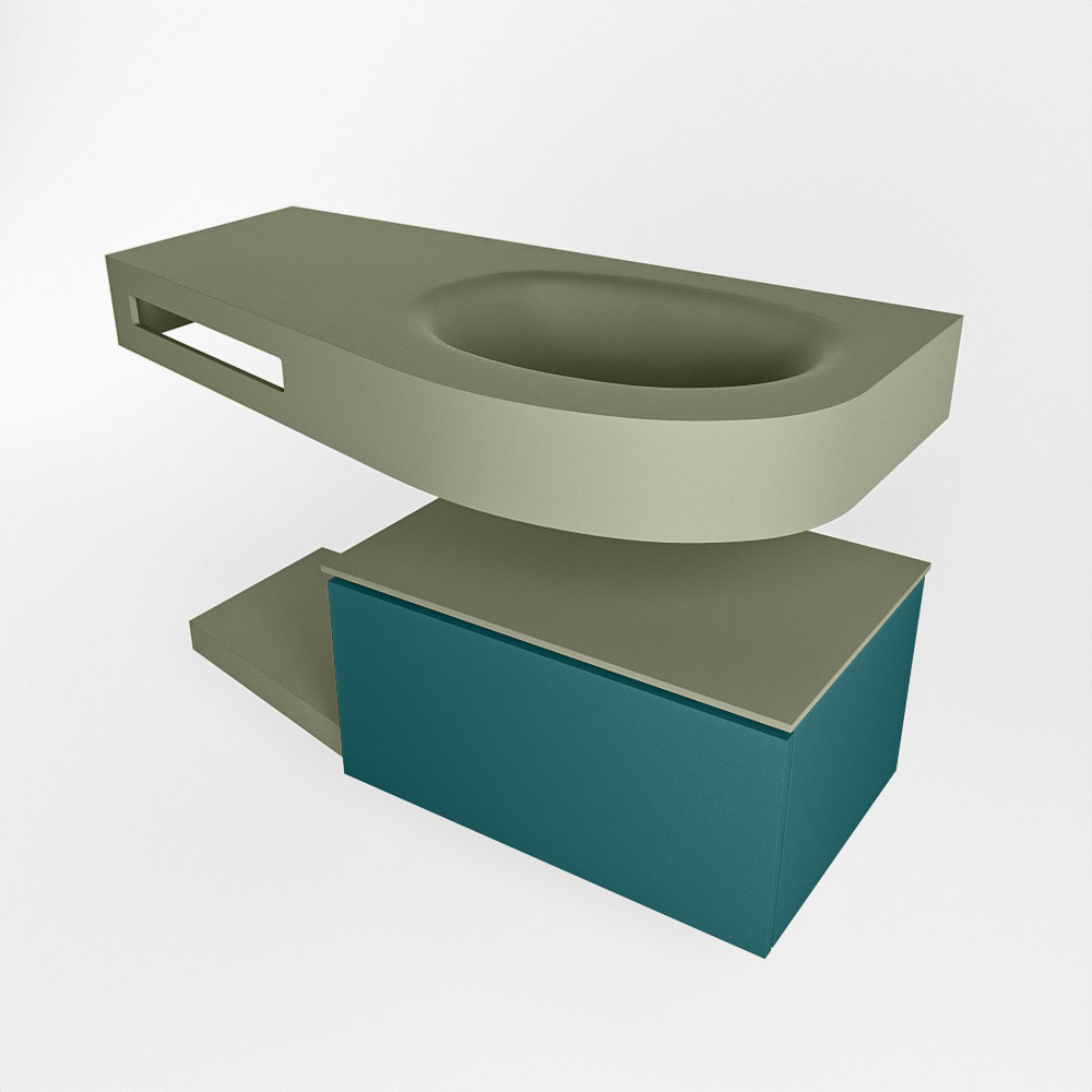 MONDIAZ RIVA 100cm mueble de baño / estante color Smag con 1 cajón. Lavabo DULCET Derecho sin orificio, color Army. 4 MONDIAZ RIVA 100cm mueble de baño / estante color Smag con 1 cajón. Lavabo DULCET Derecho sin orificio, color Army. - Imagen 4