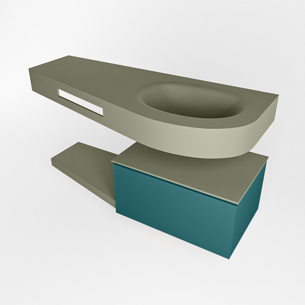 MONDIAZ RIVA 120cm mueble de baño / estante color Smag con 1 cajón. Lavabo DULCET Derecho 1 orificio, color Army. 4 MONDIAZ RIVA 120cm mueble de baño / estante color Smag con 1 cajón. Lavabo DULCET Derecho 1 orificio, color Army. - Imagen 4
