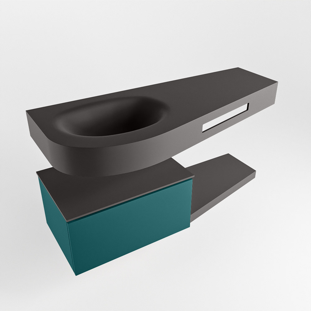 MONDIAZ RIVA 120cm mueble de baño / estante color Smag con 1 cajón. Lavabo DULCET Izquierda sin orificio, color Dark Grey. - Imagen 4
