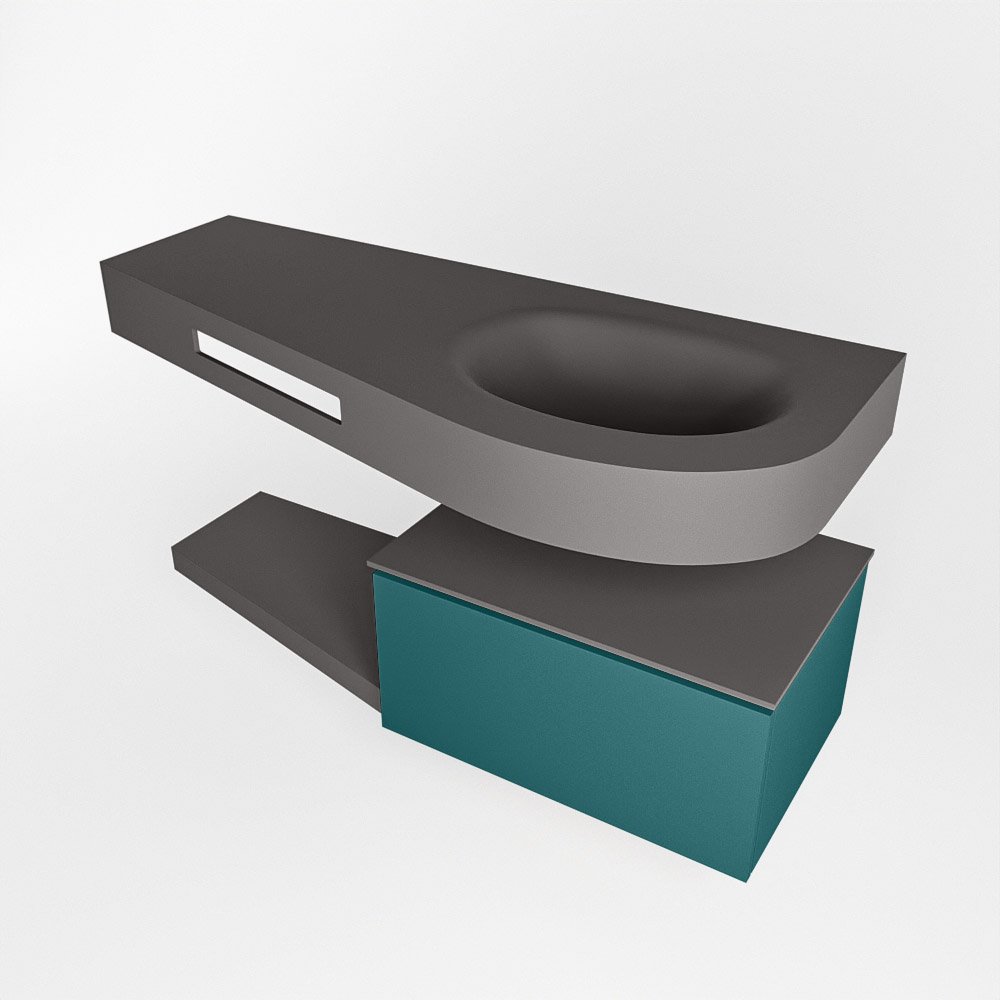 MONDIAZ RIVA 120cm mueble de baño / estante color Smag con 1 cajón. Lavabo DULCET Derecho sin orificio, color Dark Grey. - Imagen 4