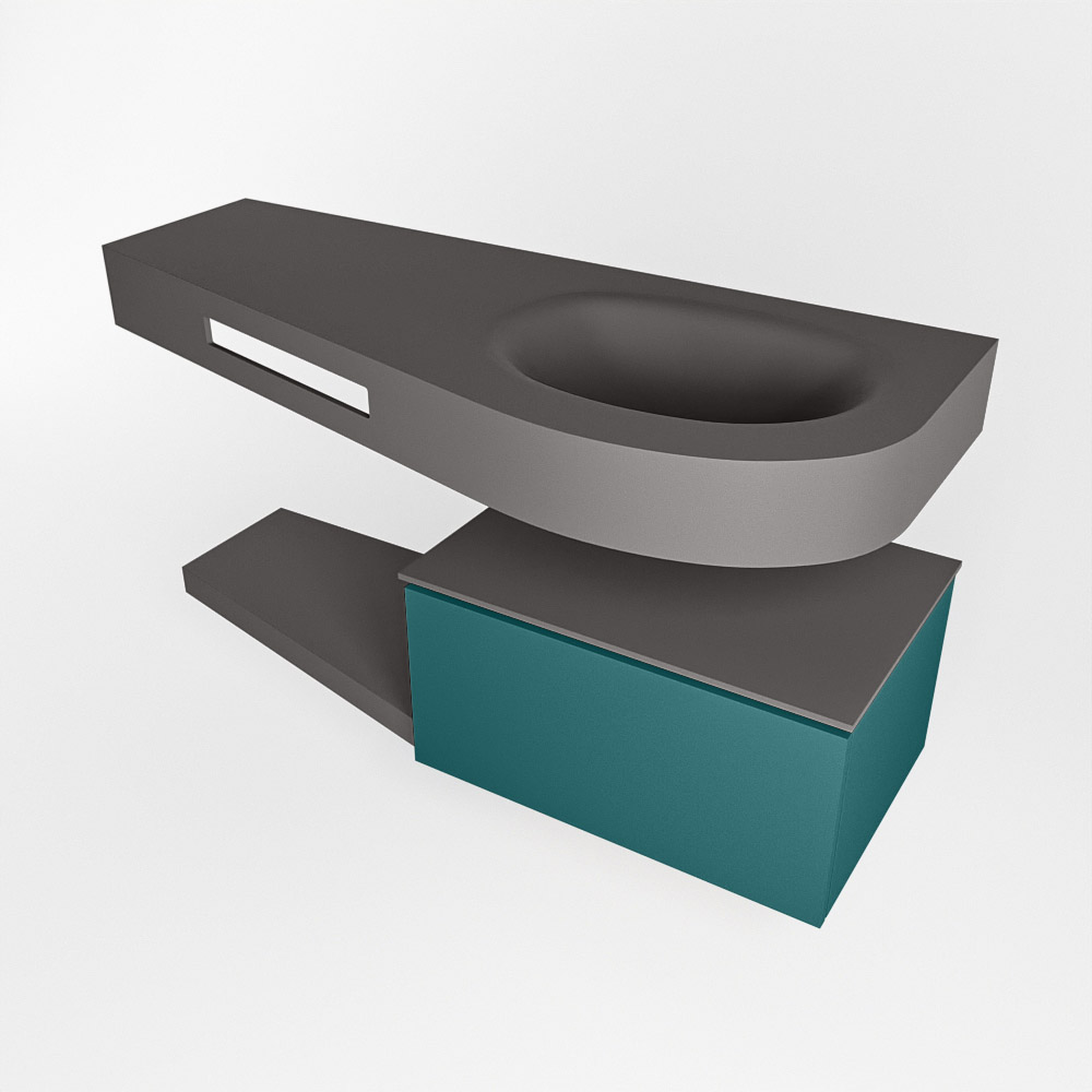 MONDIAZ RIVA 120cm mueble de baño / estante color Smag con 1 cajón. Lavabo DULCET Derecho 1 orificio, color Dark Grey. - Imagen 4