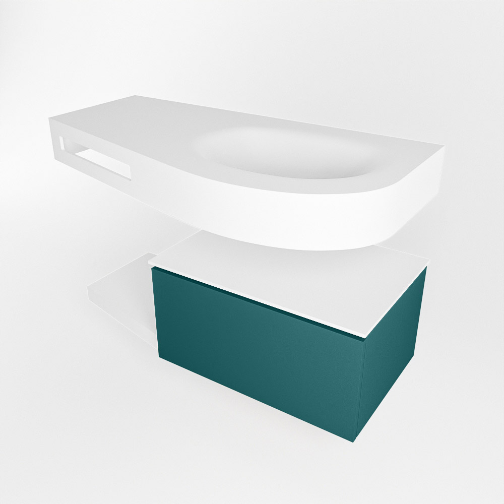 MONDIAZ RIVA 100cm mueble de baño / estante color Smag con 1 cajón. Lavabo DULCET Derecho 1 orificio, color Talc. 4 MONDIAZ RIVA 100cm mueble de baño / estante color Smag con 1 cajón. Lavabo DULCET Derecho 1 orificio, color Talc. - Imagen 4