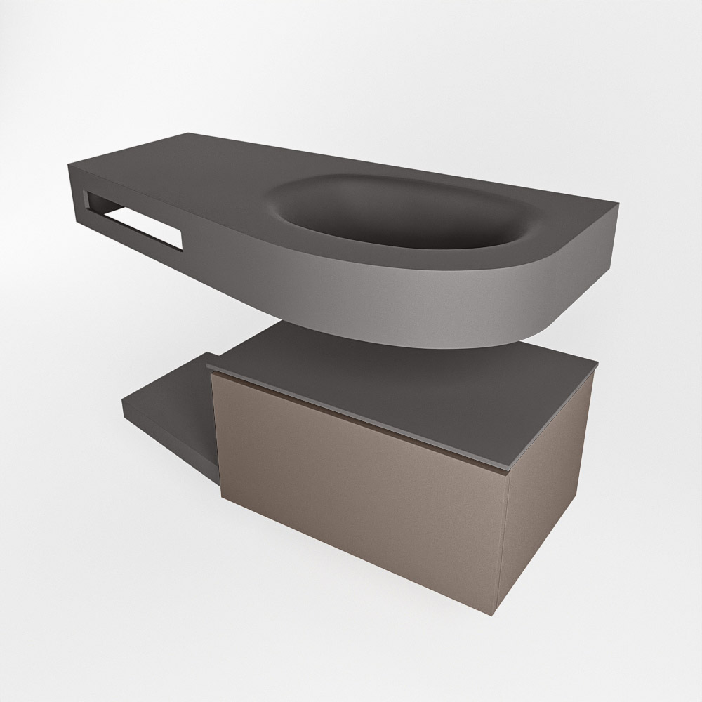 MONDIAZ RIVA 100cm mueble de baño / estante color Smoke con 1 cajón. Lavabo DULCET Derecho sin orificio, color Dark Grey. 4 MONDIAZ RIVA 100cm mueble de baño / estante color Smoke con 1 cajón. Lavabo DULCET Derecho sin orificio, color Dark Grey. - Imagen 4