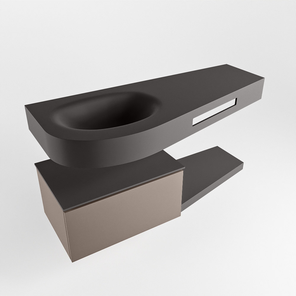 MONDIAZ RIVA 120cm mueble de baño / estante color Smoke con 1 cajón. Lavabo DULCET Izquierda sin orificio, color Dark Grey. - Imagen 4