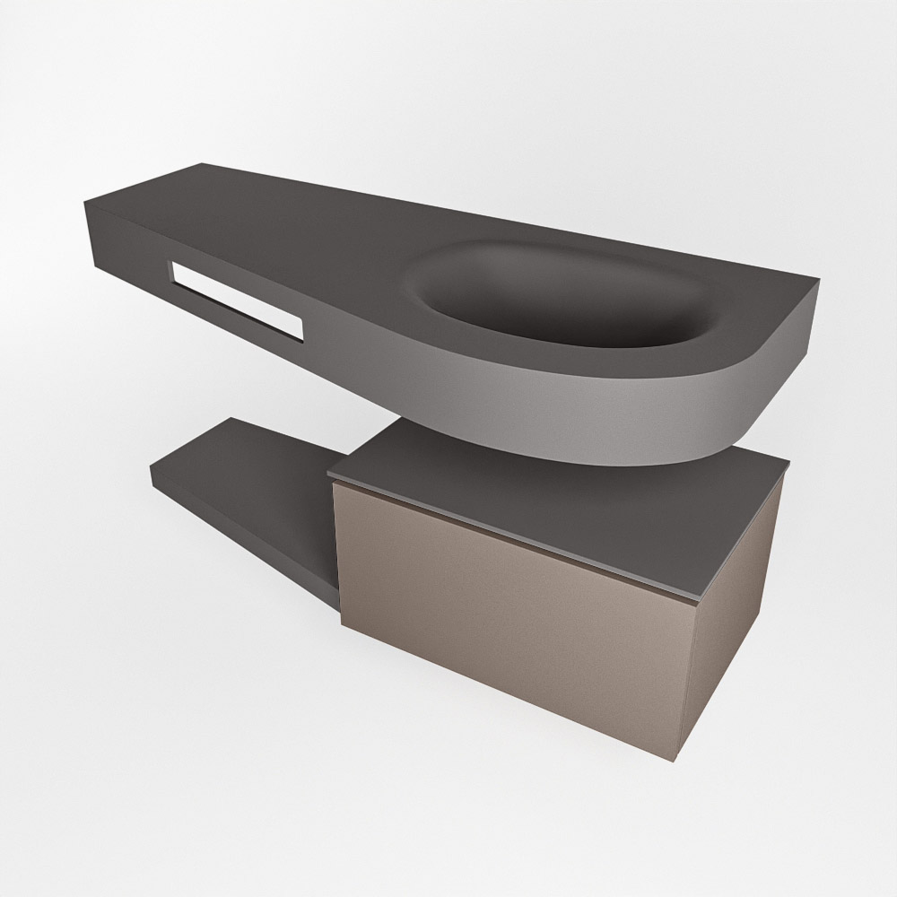 MONDIAZ RIVA 120cm mueble de baño / estante color Smoke con 1 cajón. Lavabo DULCET Derecho 1 orificio, color Dark Grey. - Imagen 4
