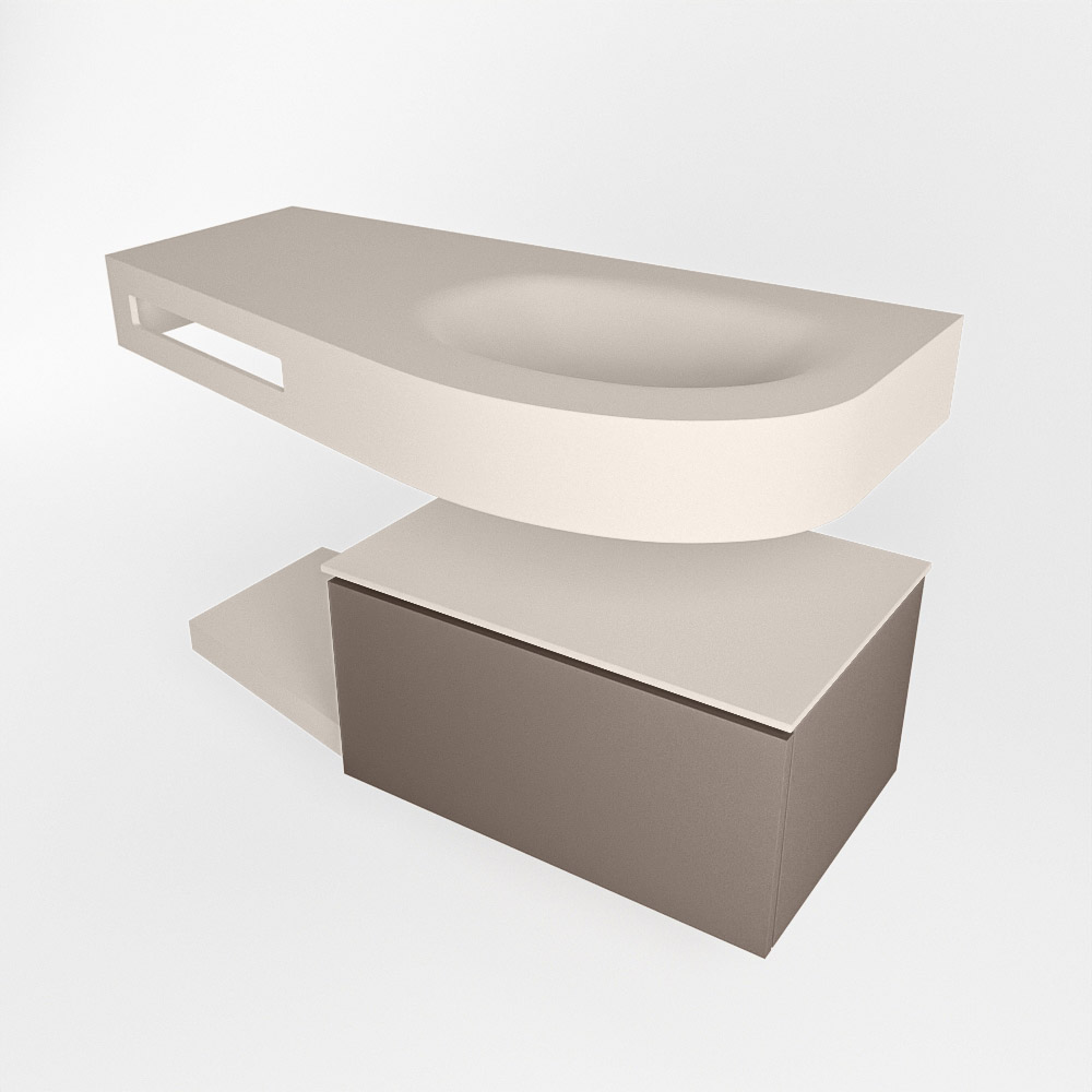 MONDIAZ RIVA 100cm mueble de baño / estante color Smoke con 1 cajón. Lavabo DULCET Derecho sin orificio, color Linen. 4 MONDIAZ RIVA 100cm mueble de baño / estante color Smoke con 1 cajón. Lavabo DULCET Derecho sin orificio, color Linen. - Imagen 4